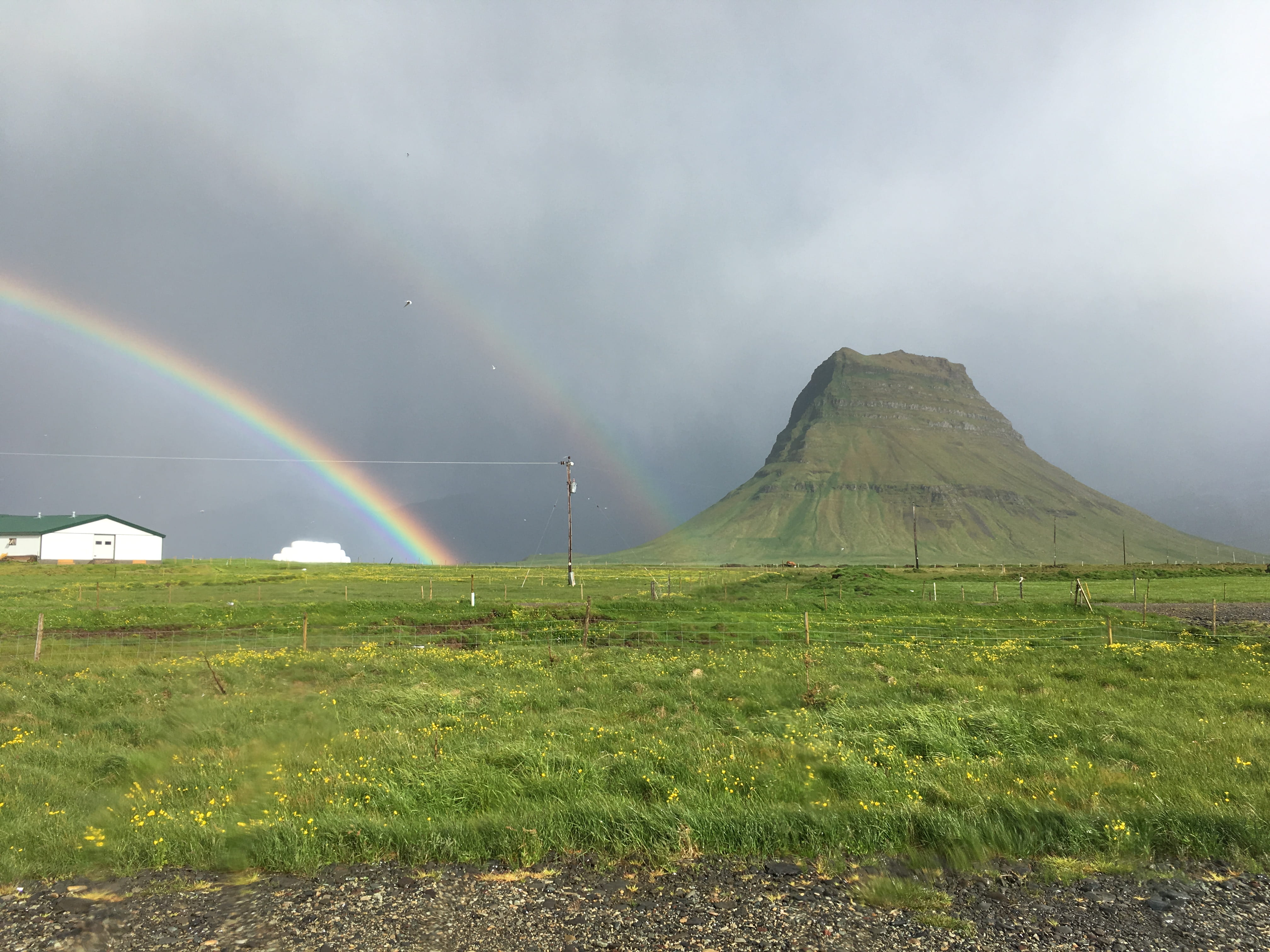 idyllic, rainbow, kirkjufell, 4K, field, plant, nature, grass, iceland, outdoors, landscape, tranquility, beauty in nature, scenics - nature, tranquil scene, HD Wallpaper
