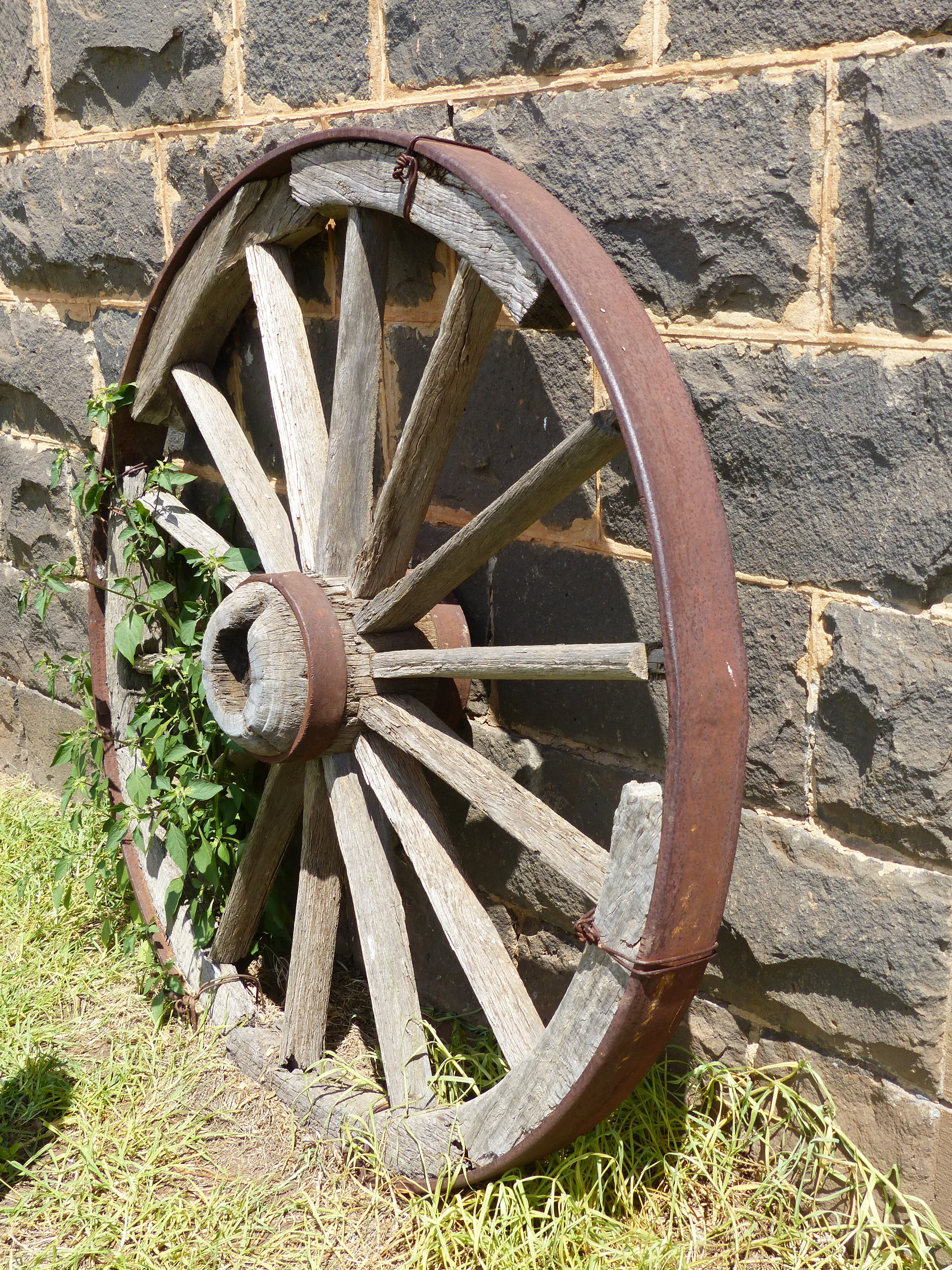 wagon, wall - building feature, 4K, nature, wall, field, circle, wheel, no people, day, architecture, close-up, built structure, background, historic, Phone HD Wallpaper