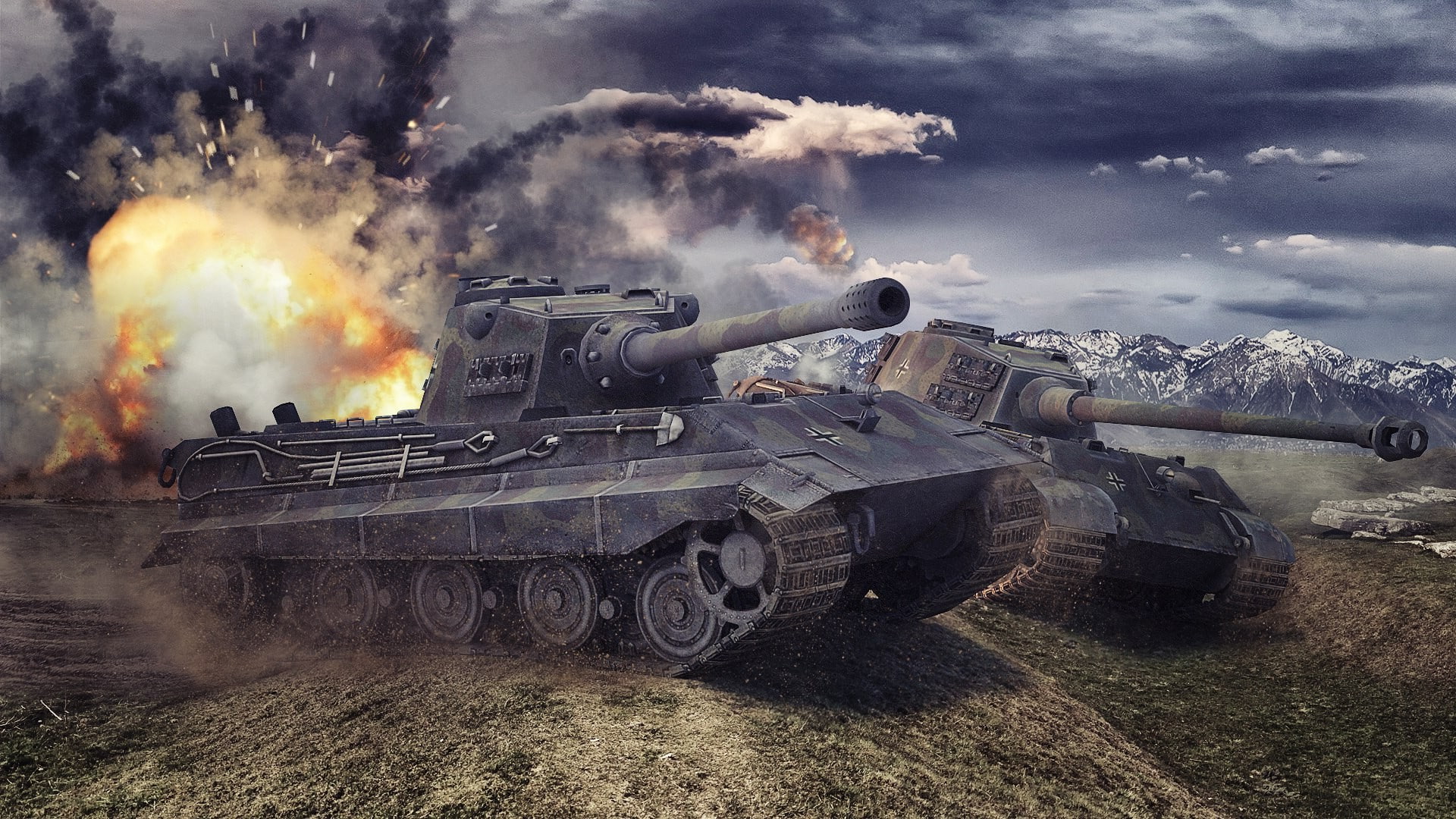 World Of Tanks, military, nature, war, outdoors, day, conflict, sky, transportation, violence, fighting, cloud - sky, smoke - physical structure, army, HD Wallpaper