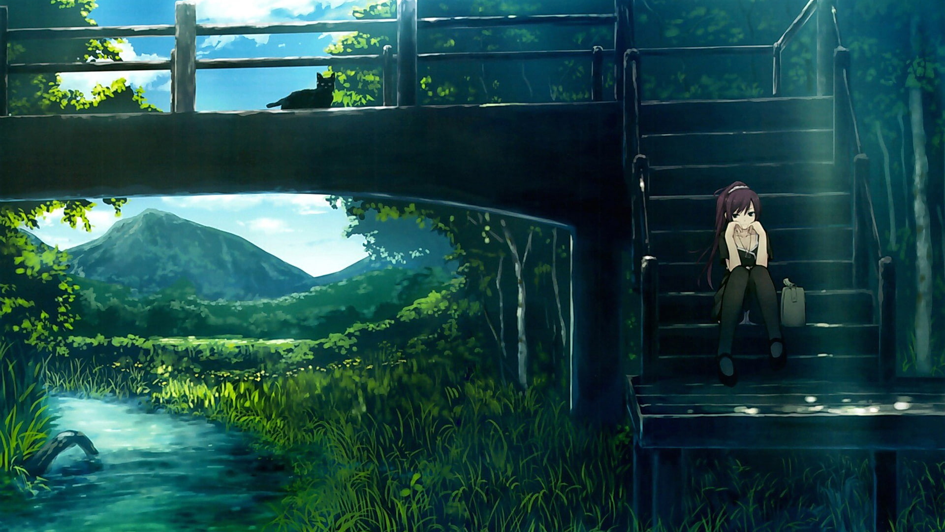 aquatic, water, sky, aquarium, sun, travel, tank, light, 1080P, anime, landscape, HD Wallpaper