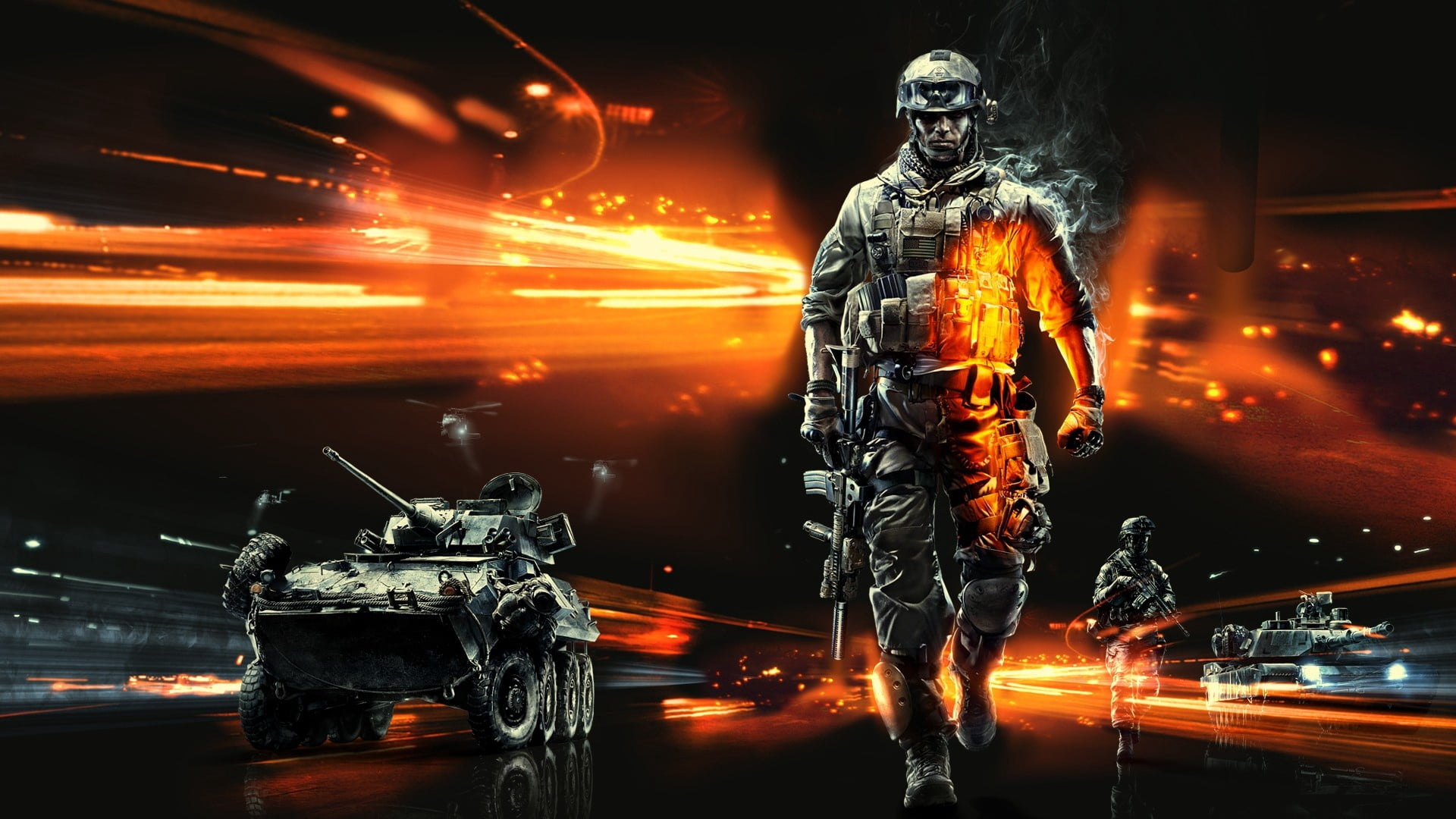 car, motion, danger, battle, street, 1080P, aggression, mask, one person, traffic, illuminated, soldier, land Vehicle, night, city, helmet, art and craft, HD Wallpaper