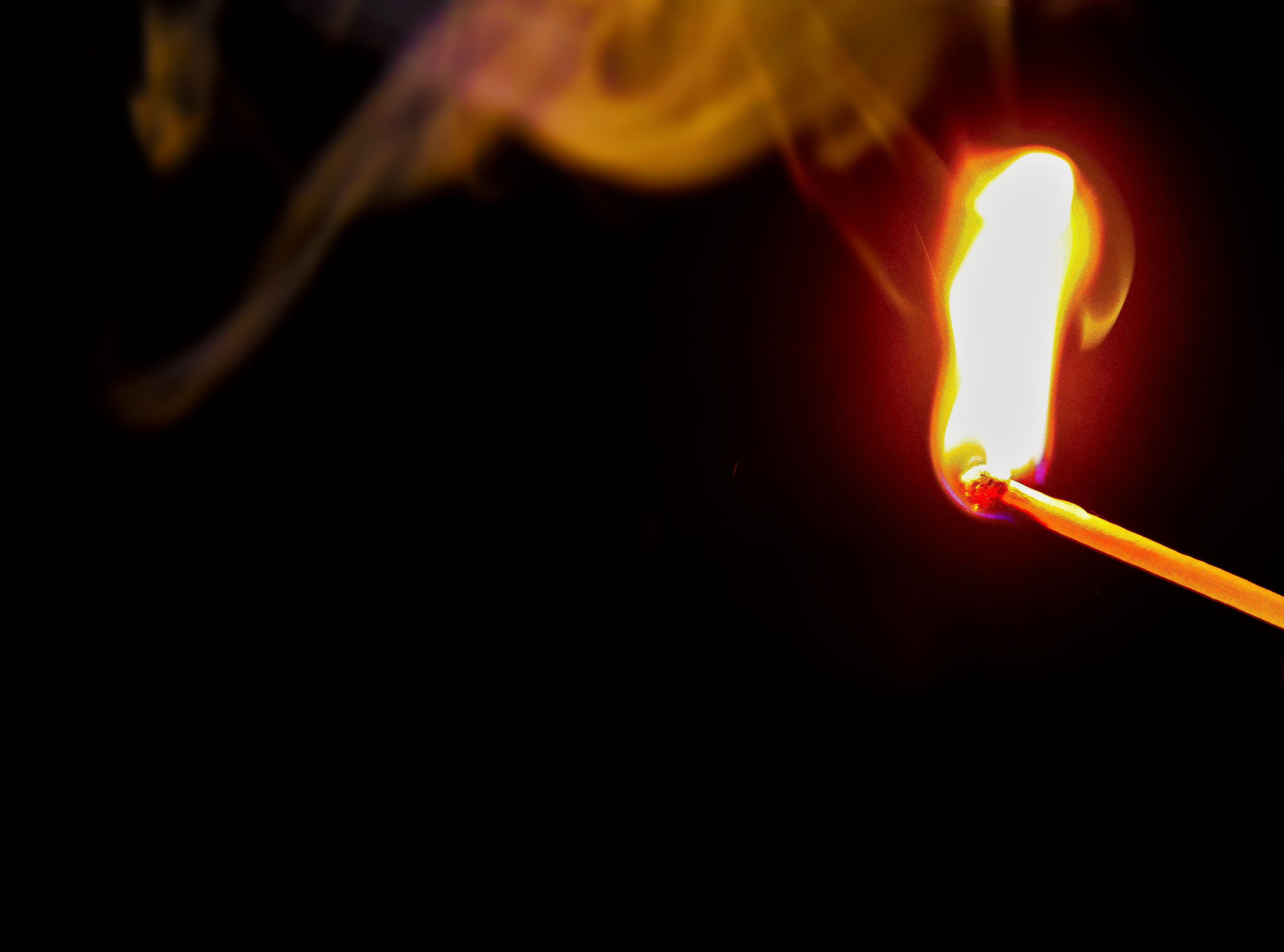 4K, studio shot, copy space, fire - natural phenomenon, close-up, heat - temperature, black background, indoors, macro, wood, glowing, sticks, ignition, HD Wallpaper