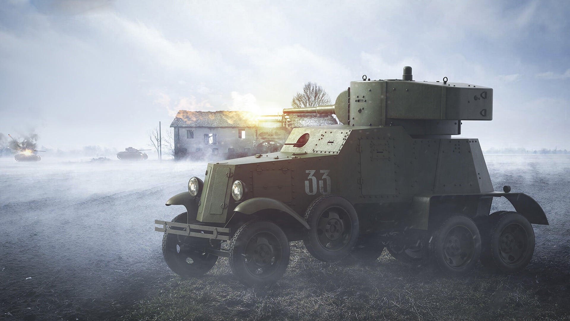 lined, armored car, The red army, Soviet medium armored car, BA-6, the firing tanks, 1080P, HD Wallpaper