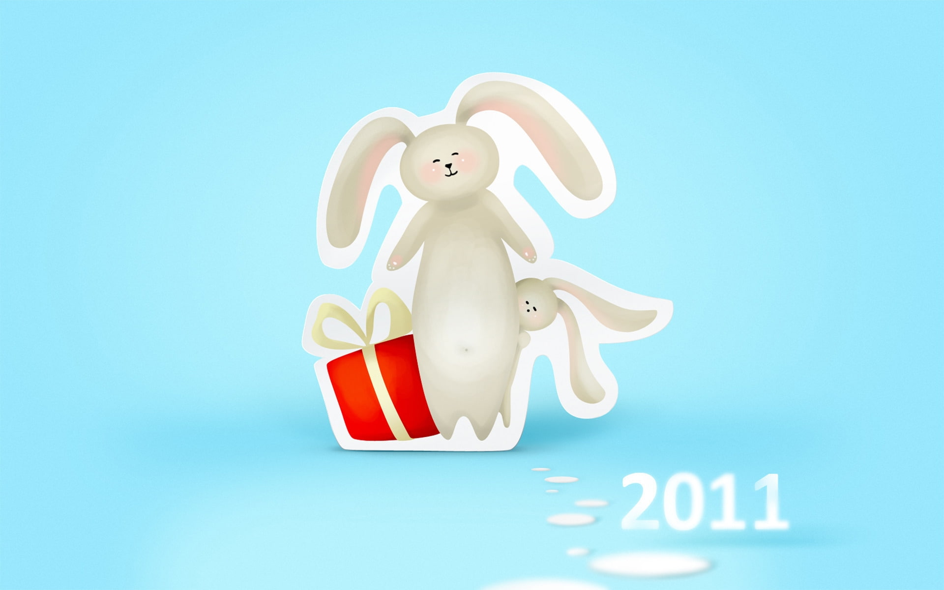 rabbit, happy, presents, new, year, gifts, 1080P, HD Wallpaper