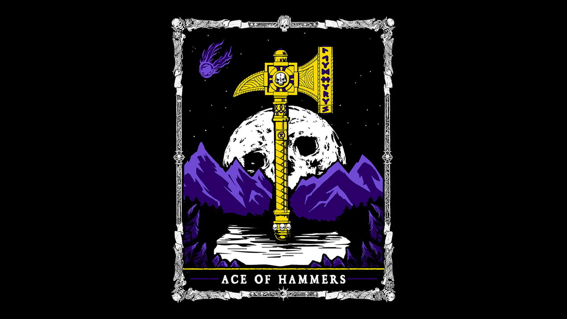 stars, skull, Warhammer Fantasy, Warhammer, tarot, forest, Moon, comet, 1080P, WFRP, runes, HD Wallpaper