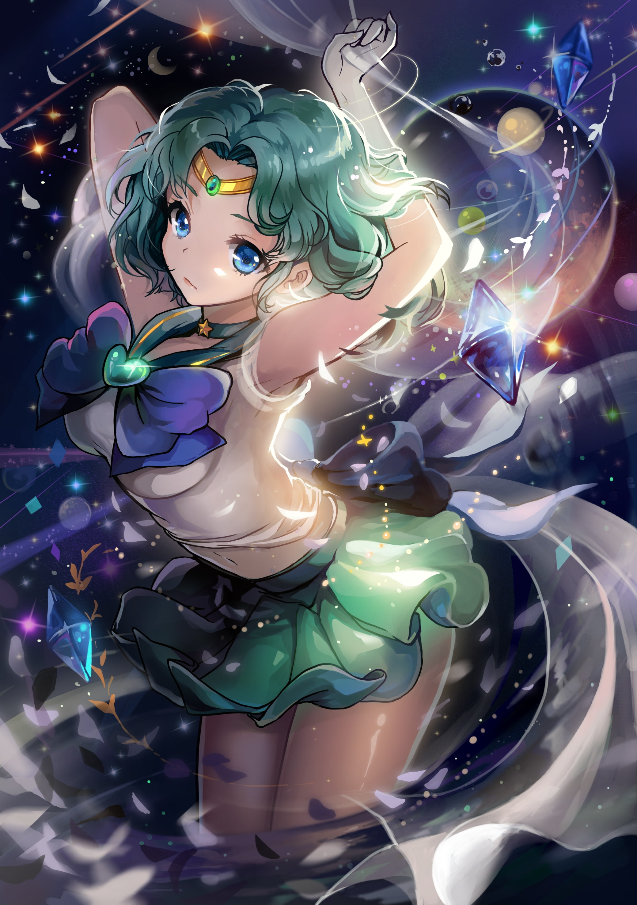 glowing, crystals, animal, festival, illuminated, 2K, arts culture and entertainment, celebration, lighting equipment, sailor moon, no people, animal representation, Phone HD Wallpaper