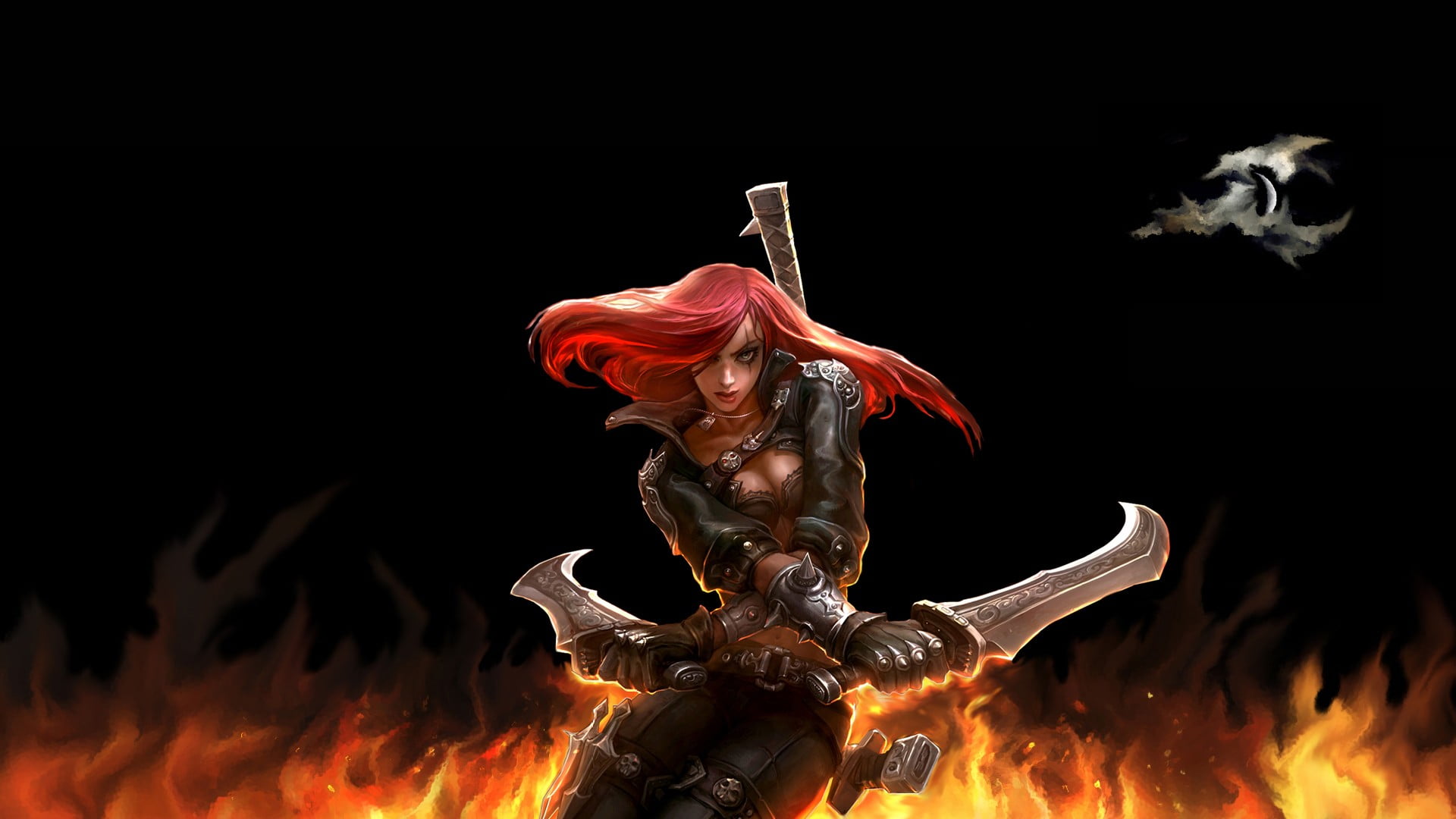 studio shot, motion, fire - natural phenomenon, katarina (league of legends), nature, creativity, fire, no people, League of Legends, art and craft, video games, HD Wallpaper