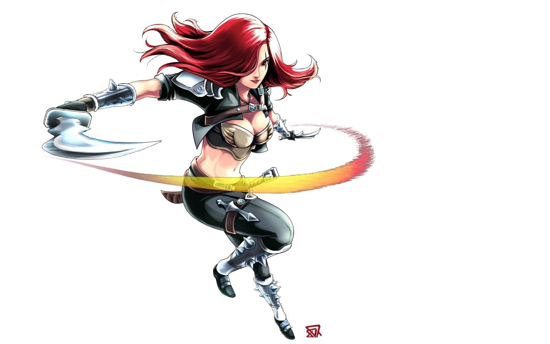 women, black color, cut out, one person, still life, low angle view, 1080P, close-up, Katarina, woman, League of Legends, tied up, rope, copy space, front view, HD Wallpaper