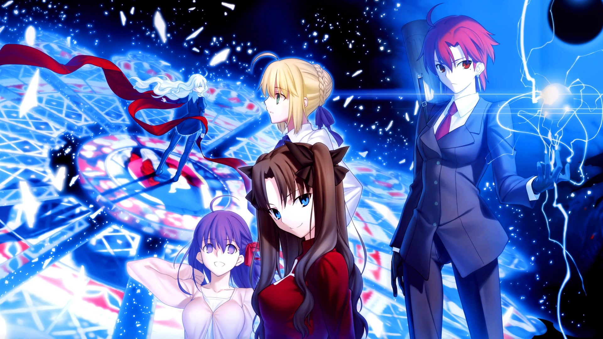 Matou Sakura, anime girls, Type-Moon, Fate Series, Bazett Fraga McRemitz, Tohsaka Rin, Saber, FateHollow Ataraxia, 1080P, Caren Hortensia, HD Wallpaper