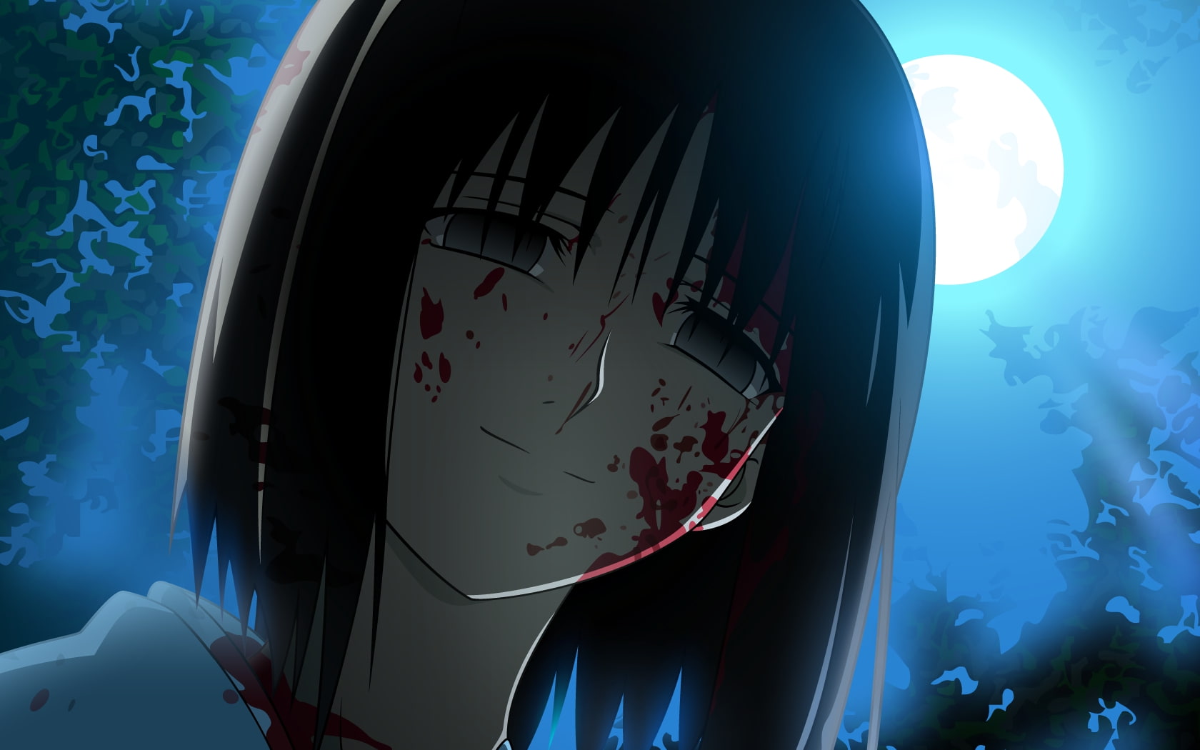 kyoukai, art, blood, x, hd, kara, shiki, ryougi, 720P, Kara no Kyoukai, space, moons, typemoon, HD Wallpaper