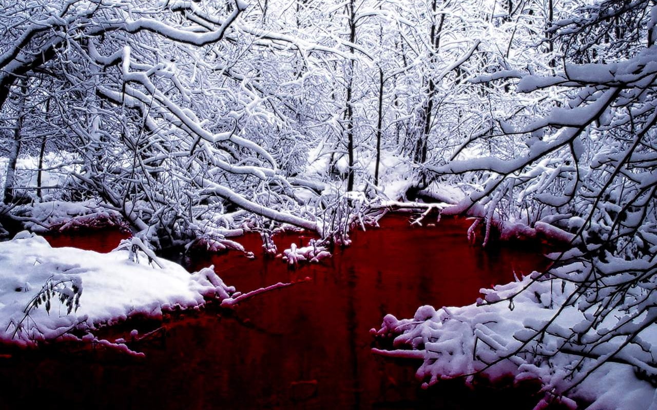 blood, art, rivers, x, snow, 720P, nature, hd, Winter, HD Wallpaper