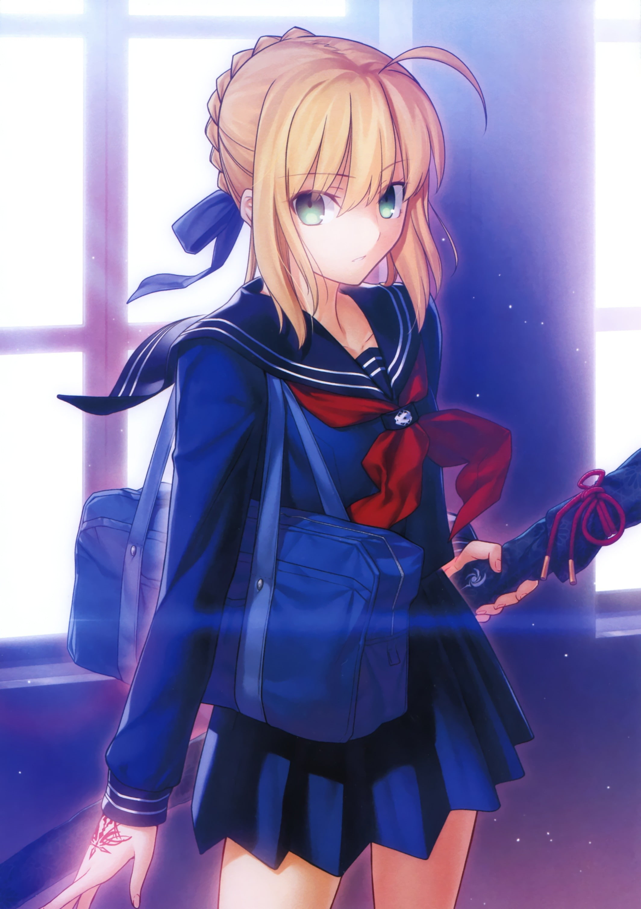 anime, Type-Moon, school uniform, anime girls, Fate Series, Saber, 2K, Phone HD Wallpaper