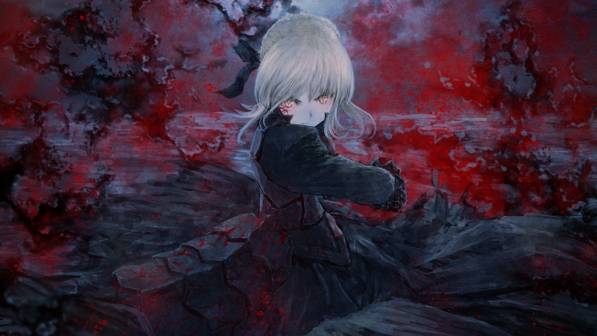 Saber Alter, beautiful woman, costume, dress, females, dressing up, Fate Series, evil, mystery, indoors, blond hair, full length, Saber, one person, Anime Girls, HD Wallpaper