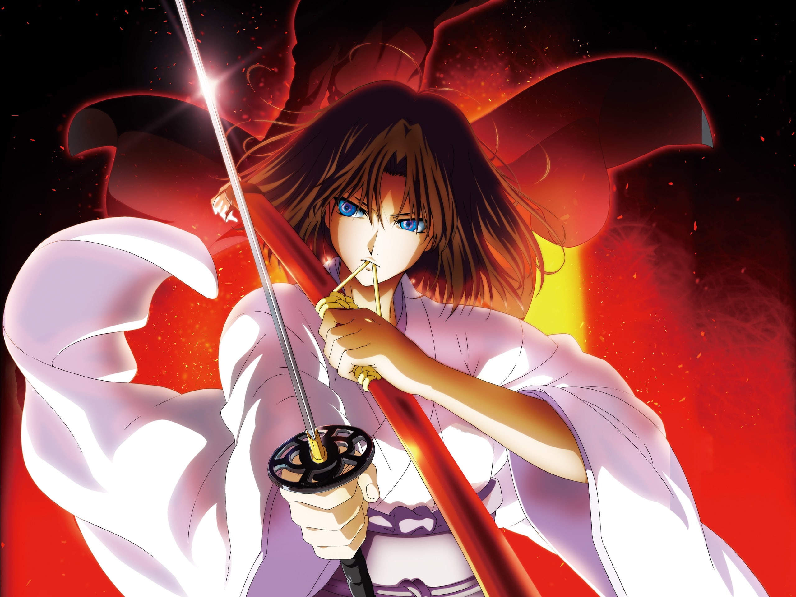 Kyoukai, 2K, Eyes, Blue, Sword, kara, character, female, anime, HD Wallpaper