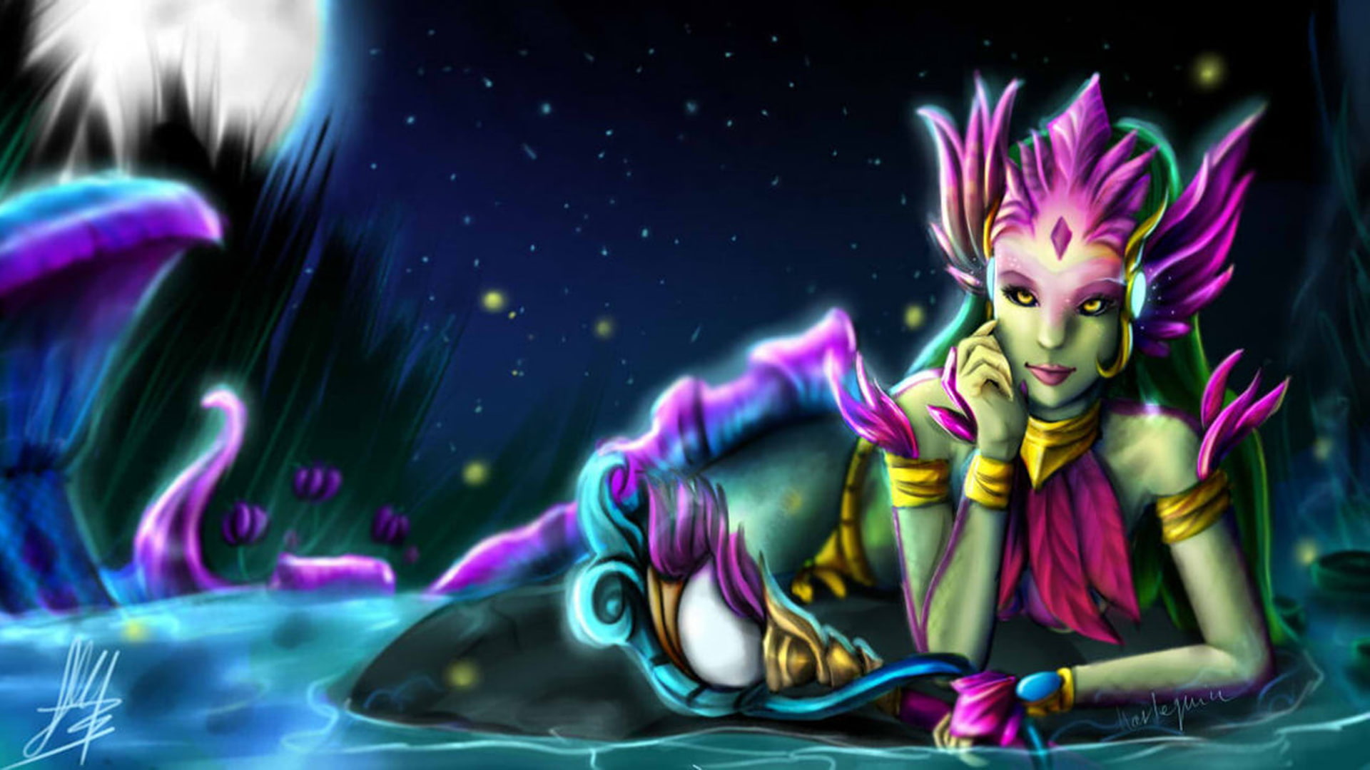 river, hd, art, league, spirit, 1080P, nami, character, skin, legends, HD Wallpaper