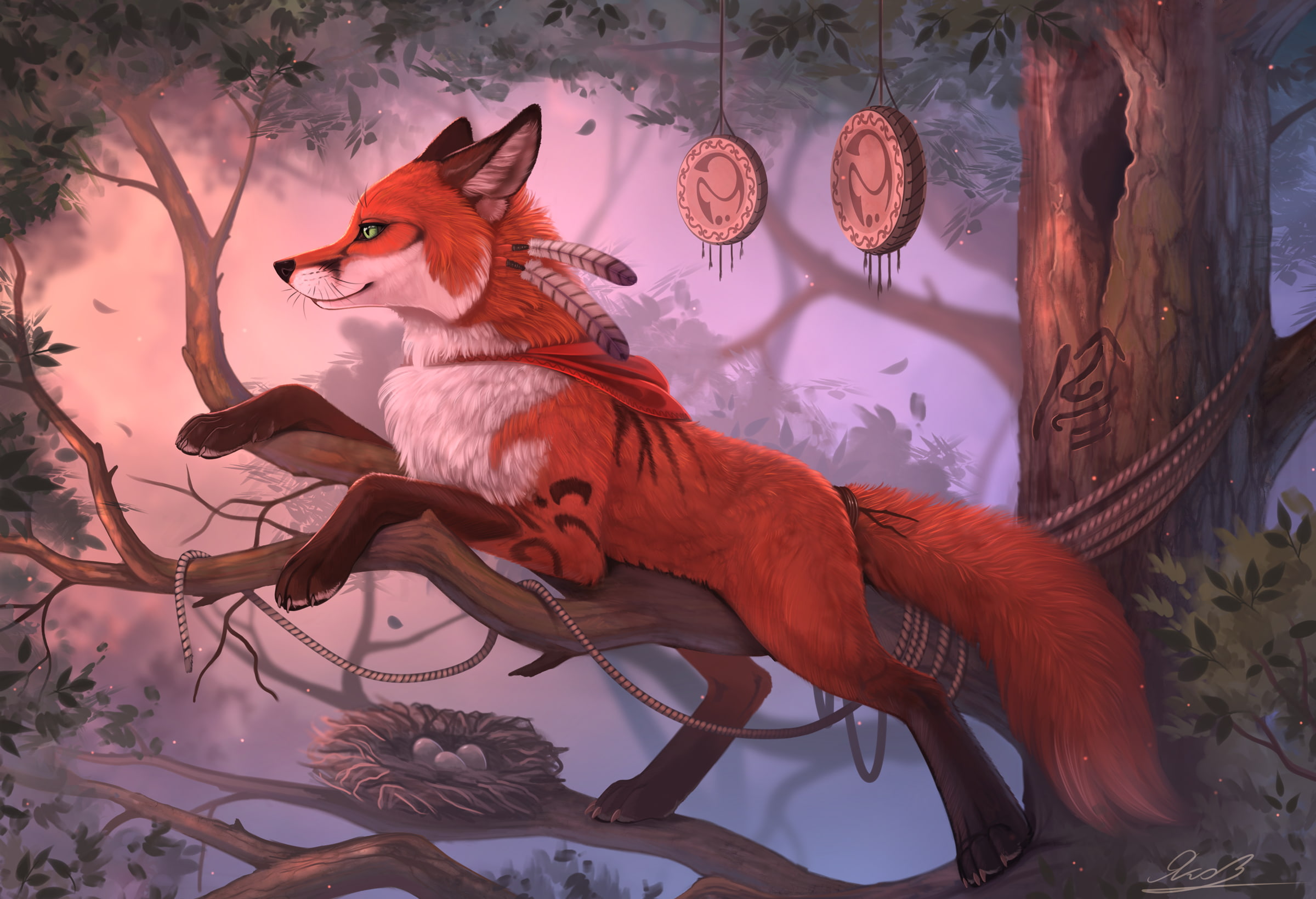 animals, fox, furry, fantasy art, 1080P, HD Wallpaper