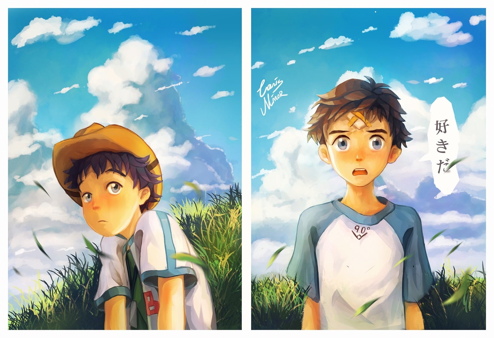 abenobashi, canis, minor, naota, satoshi, imamiya, 720P, signed, mahou, sky, nandaba, clouds, flcl, shoutengai, HD Wallpaper