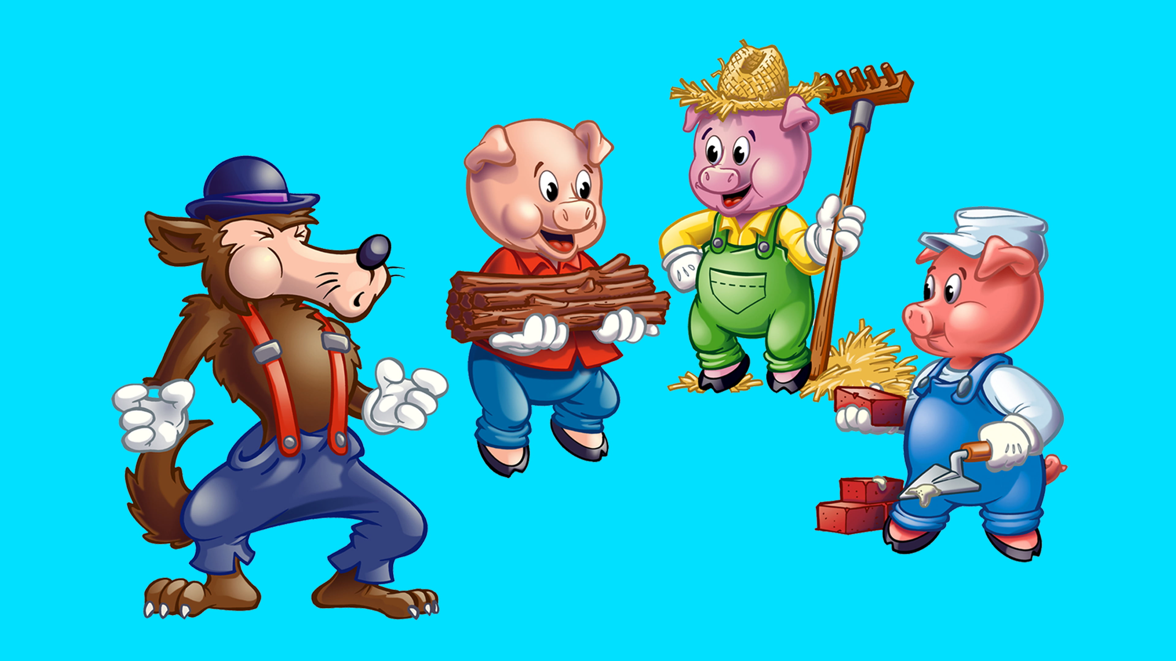 humor, celebration, males, child, blue, fun, wolf, nature, childhood, full length, people, big, females, colored background, desktop, pigs, adult, three, HD Wallpaper