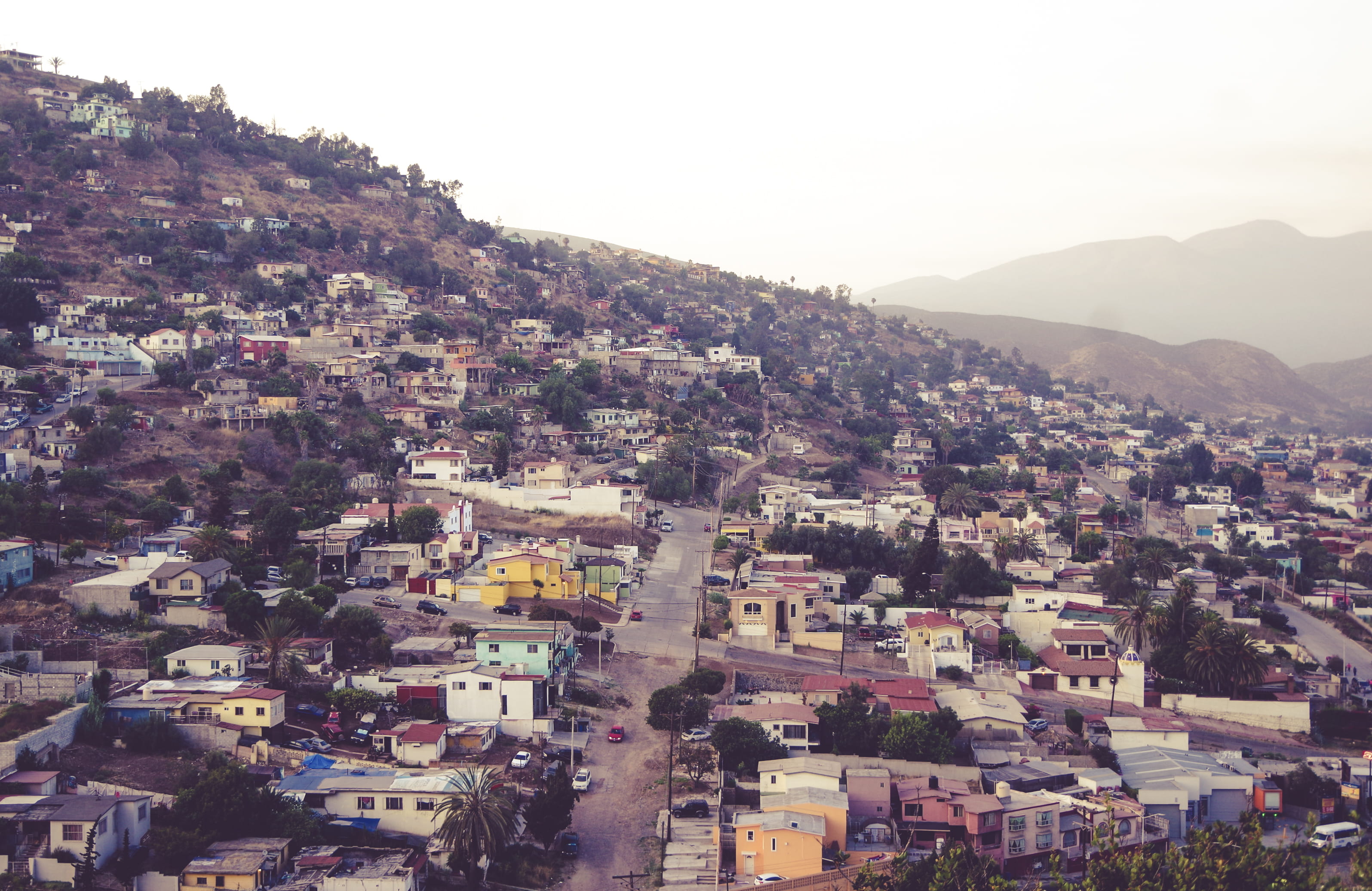 houses, crowd, village, hills, settlement, mexico, ensenada, sky, cityscape, built structure, building exterior, outdoors, nature, residential district, HD Wallpaper