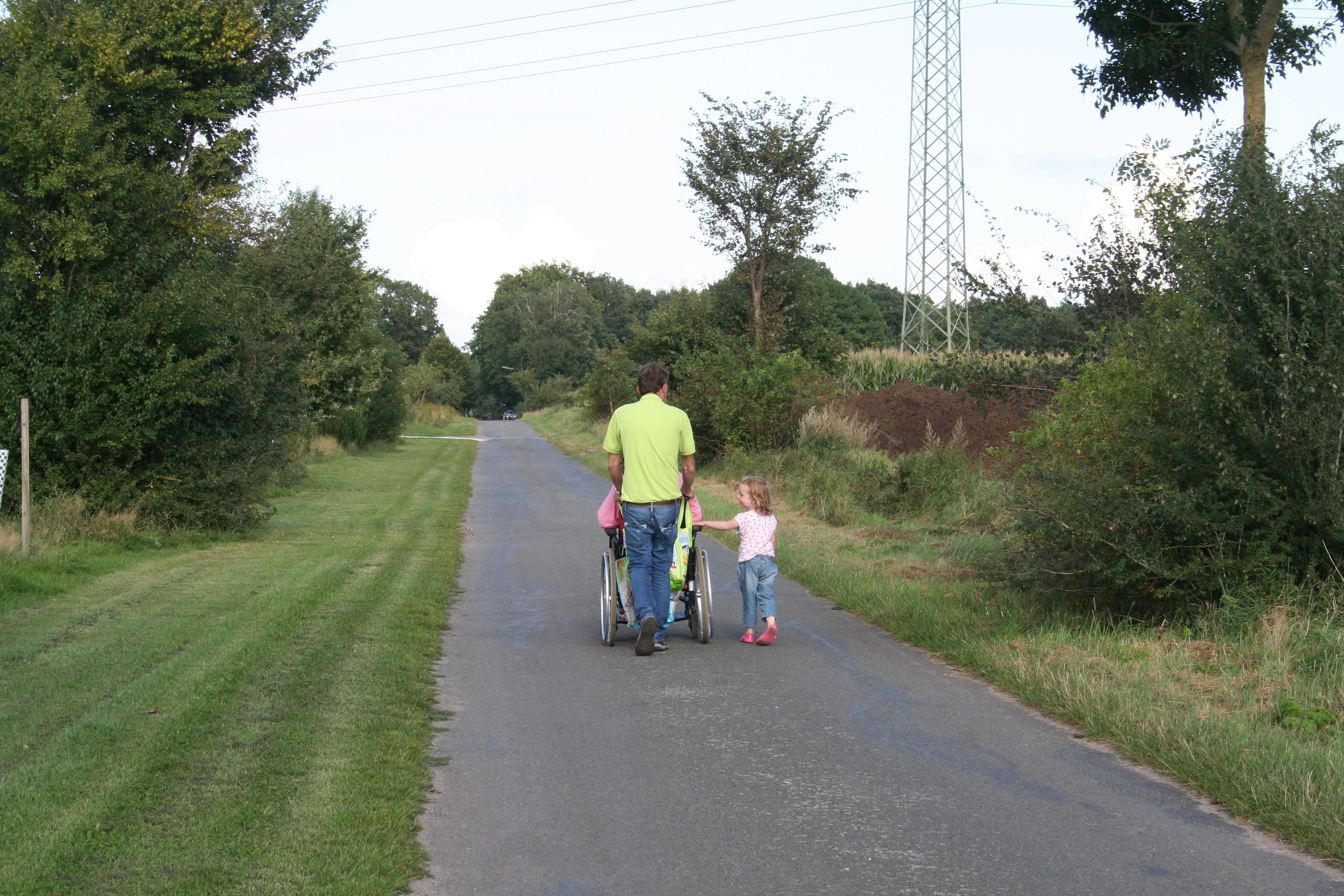 child, lame, disabled, nature, transportation, togetherness, direction, care, two people, dependent, childhood, road, walk, plant, men, parent, women, girls, HD Wallpaper