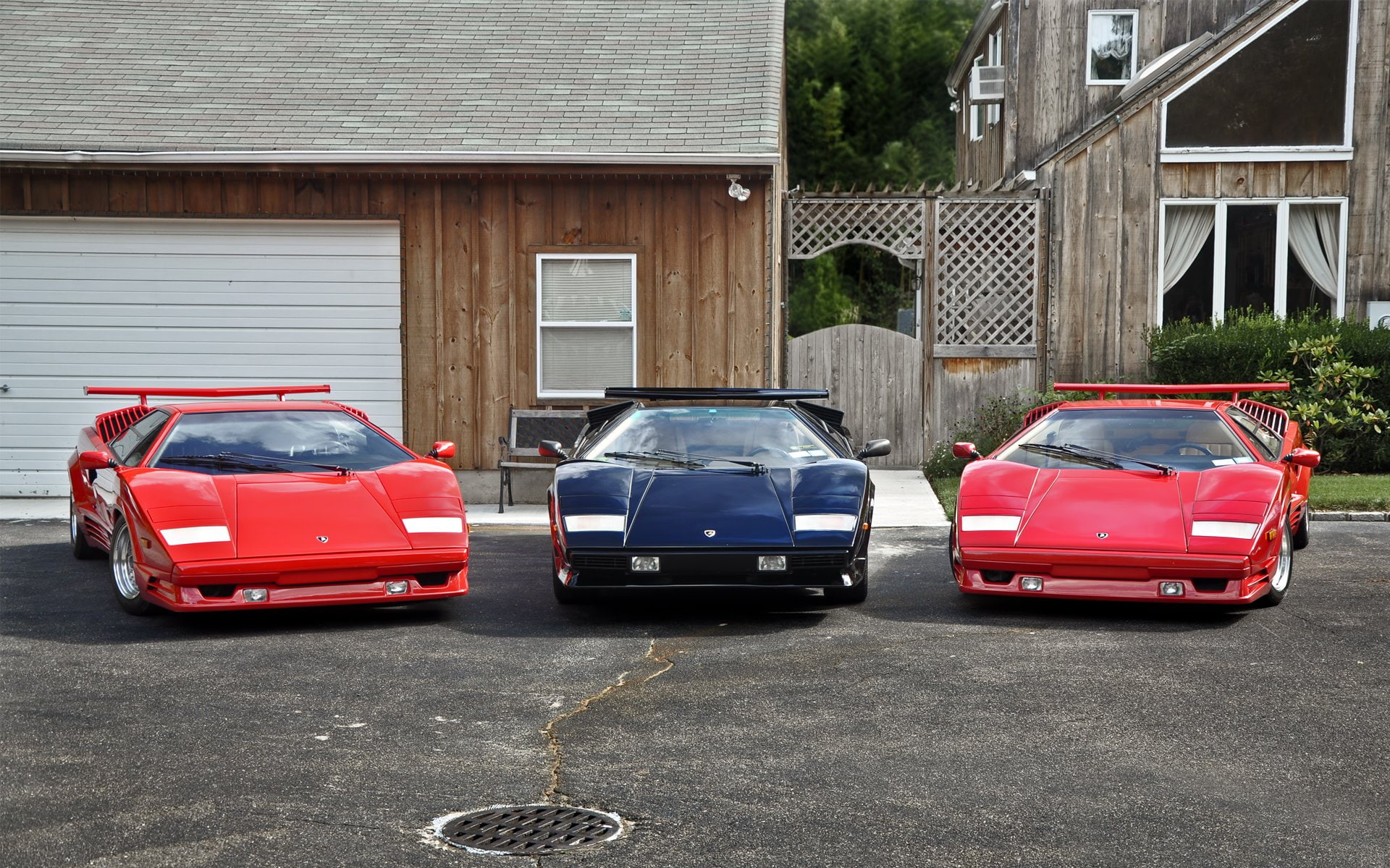 lamborghini, countach, 1080P, trio, HD Wallpaper