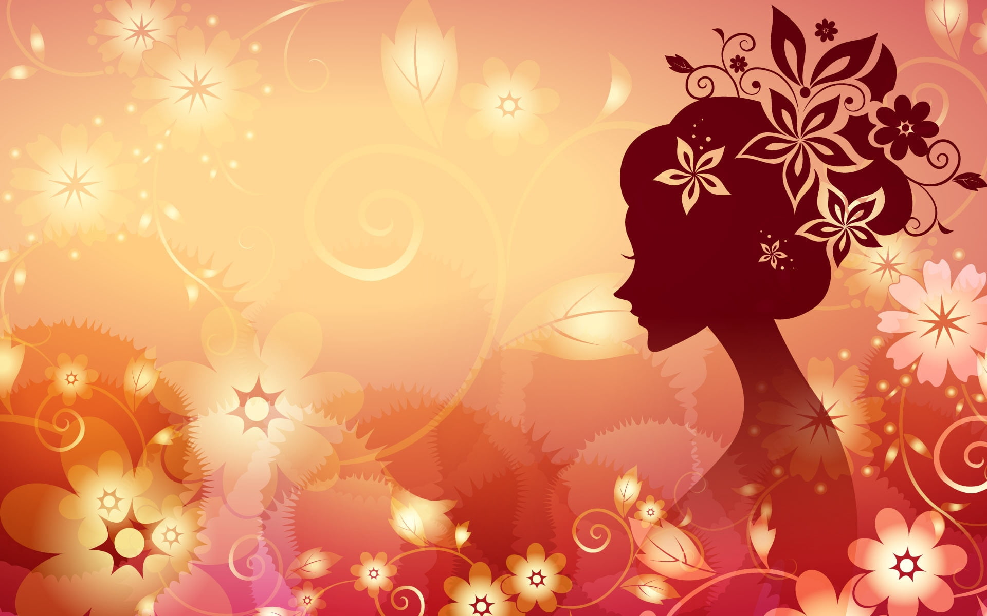 computer Graphic, girl, lighting equipment, swirl, tree, 1080P, red, season, holiday - event, illustration, event, floral Pattern, christmas, shiny, celebration, HD Wallpaper
