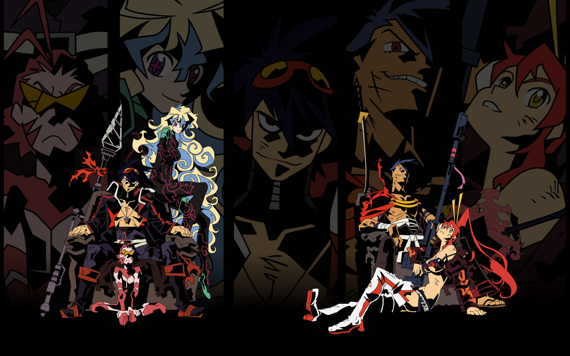 illuminated, simon, craft, representation, 1080P, anime, collection, fashion, choice, retail, Tengen Toppa Gurren Lagann, human representation, indoors, HD Wallpaper