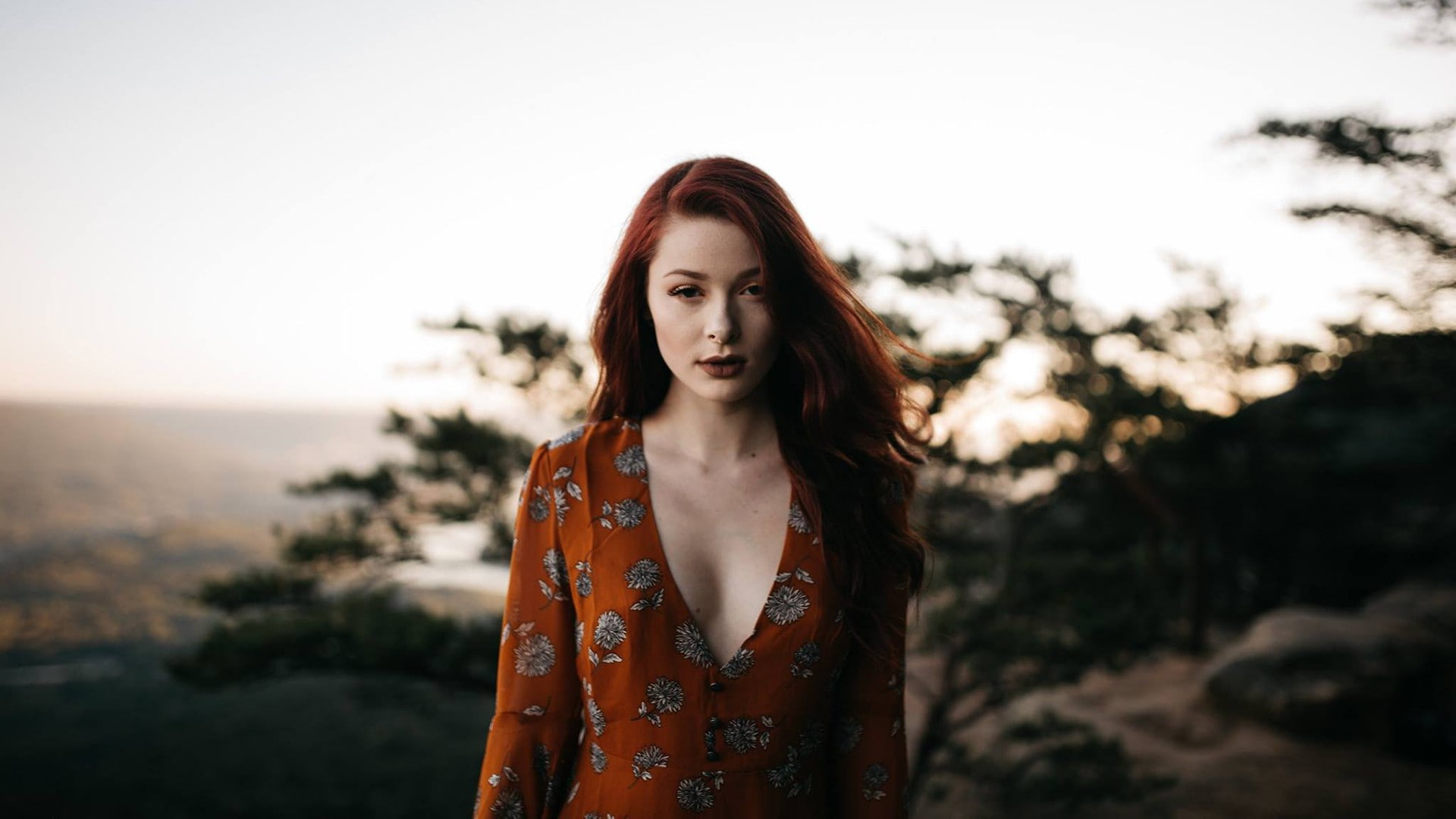 model, dress, portrait, nature, Vannah Blair, women, cleavage, 1080P, HD Wallpaper