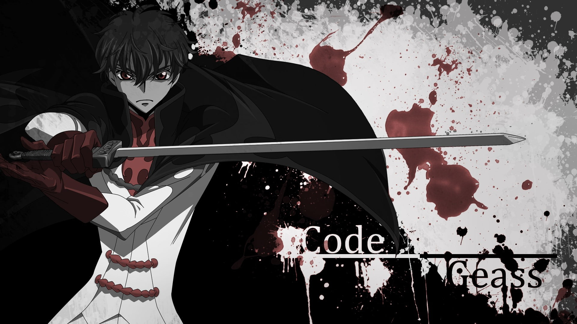 leisure activity, Code Geass, close-up, front view, one person, men, selective coloring, blood, communication, day, real people, 1080P, anime, splashing, HD Wallpaper