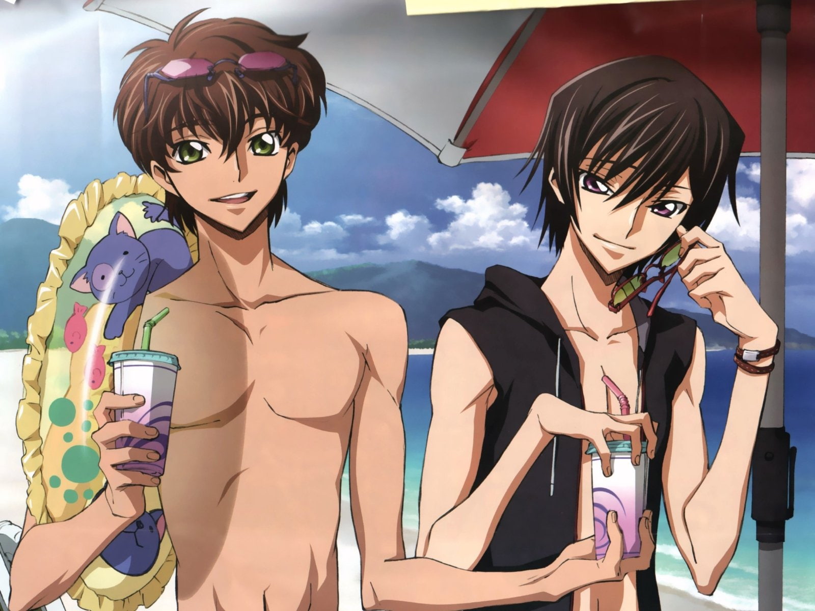 720P, geass, kururugi, lamperouge, code, lelouch, beaches, suzaku, HD Wallpaper