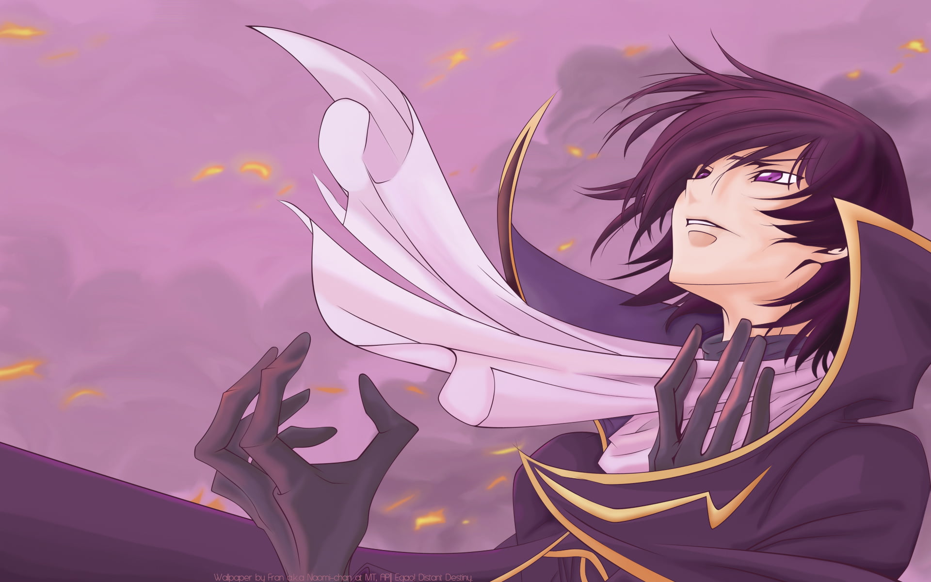 day, black hair, women, nature, art and craft, anime, artwork, purple eyes, Code Geass, sky, Lamperouge Lelouch, lifestyles, representation, creativity, HD Wallpaper