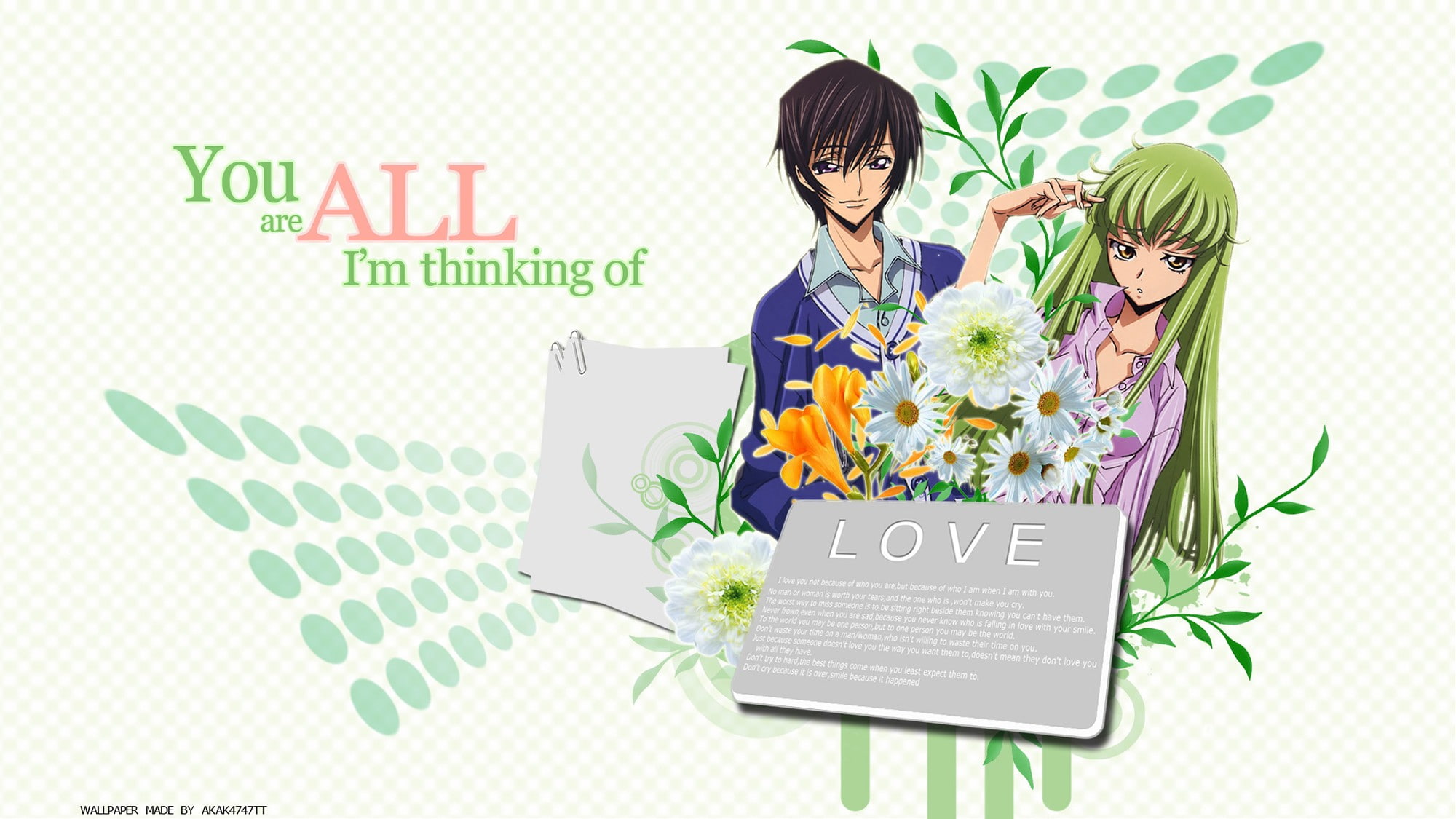 Lamperouge Lelouch, Code Geass, anime, 1080P, C.C., HD Wallpaper