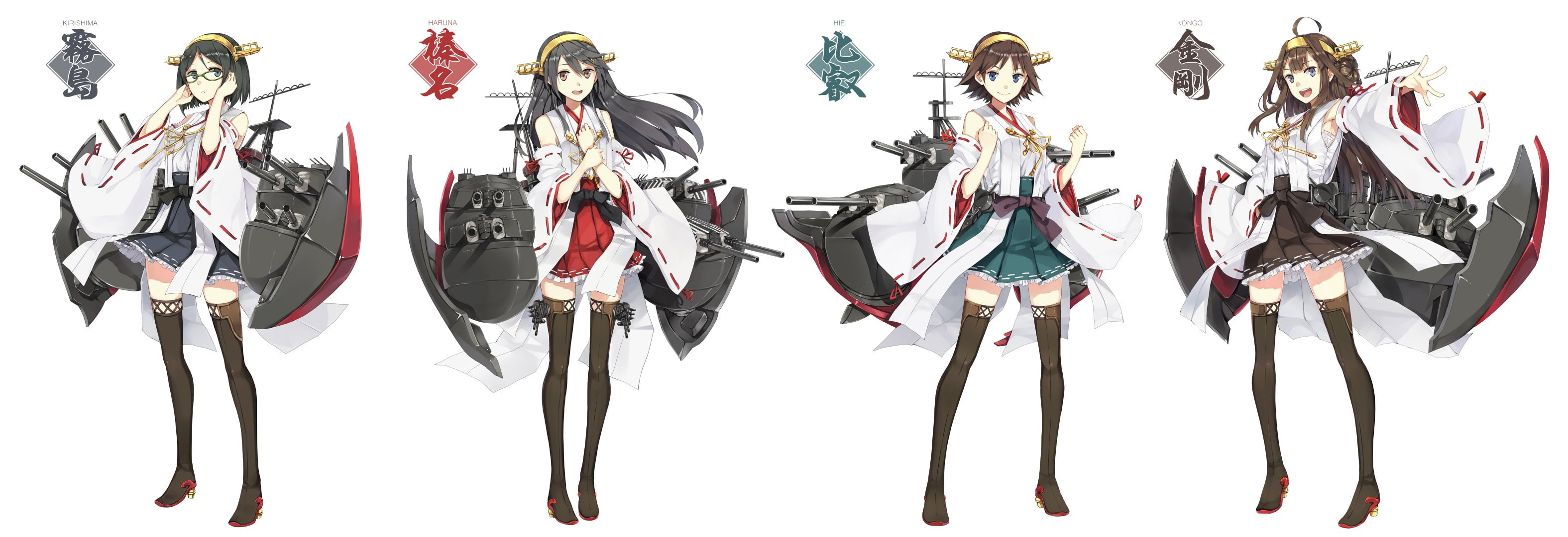 2K, kantai, collection, kancolle, patinnko, kongou, haruna, kirishima, hao, hiei, HD Wallpaper