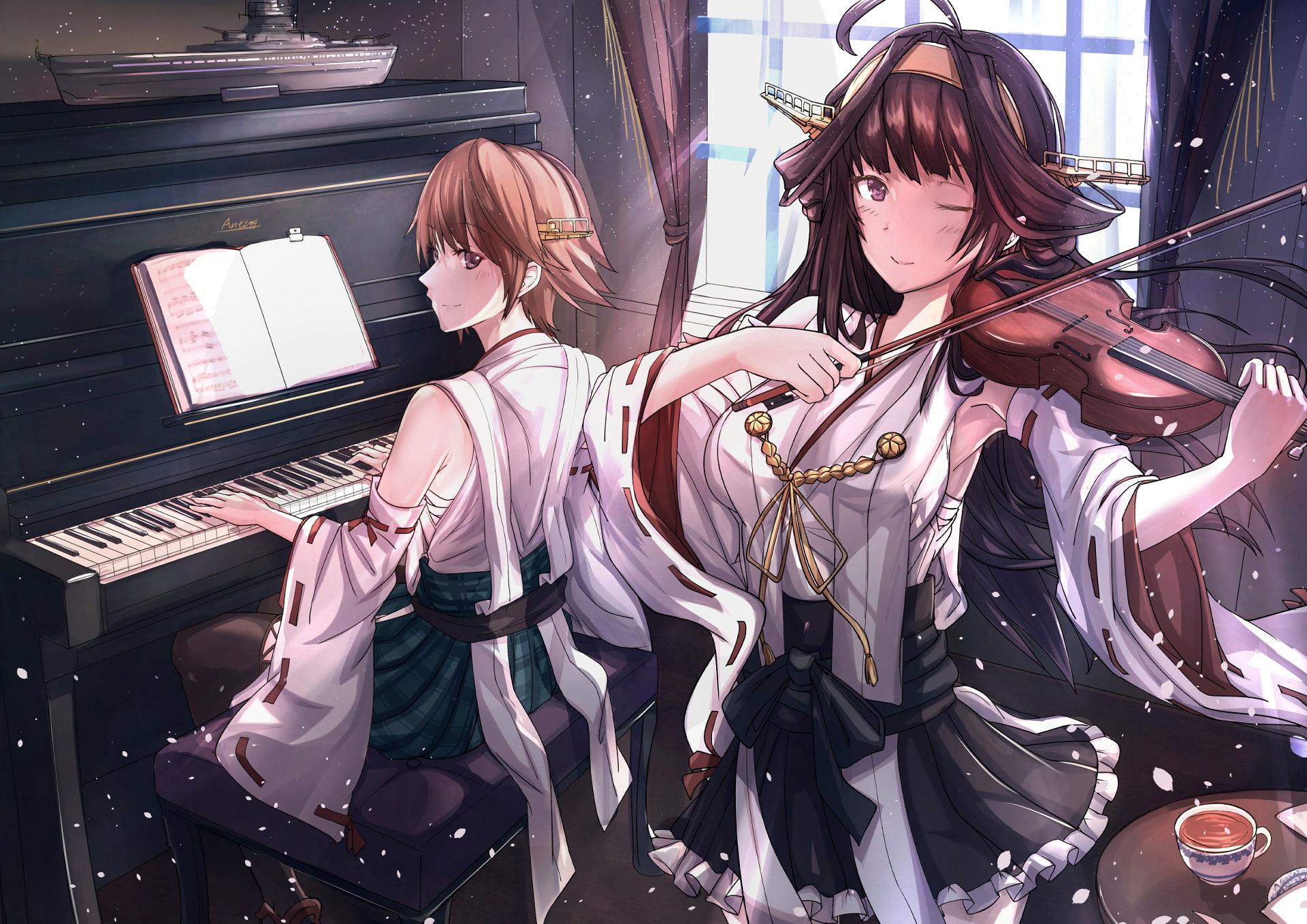 Kantai Collection, Kongou (Kancolle), Anime, Hiei (Kancolle), 1080P, HD Wallpaper
