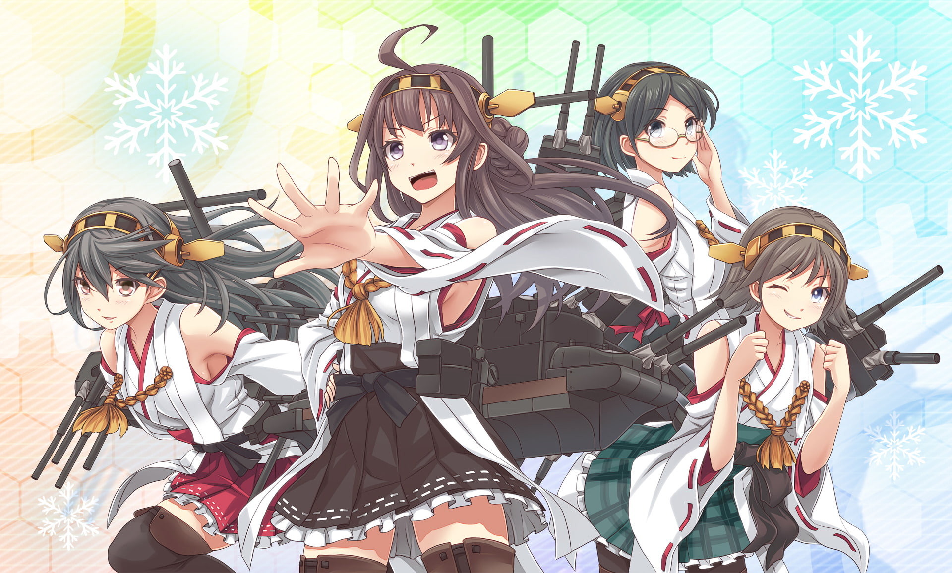 Hiei (Kancolle), 1080P, Kirishima (Kancolle), Kantai Collection, Anime, Kongou (Kancolle), Haruna (Kancolle), HD Wallpaper