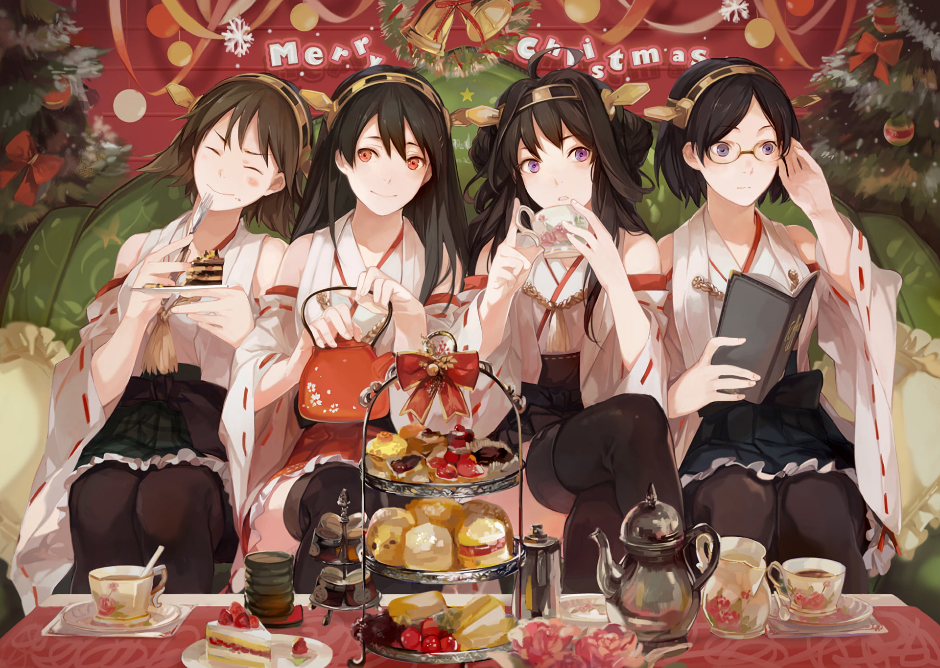 1080P, Kongou (Kancolle), Kirishima (Kancolle), Anime, Kantai Collection, Haruna (Kancolle), Hiei (Kancolle), HD Wallpaper