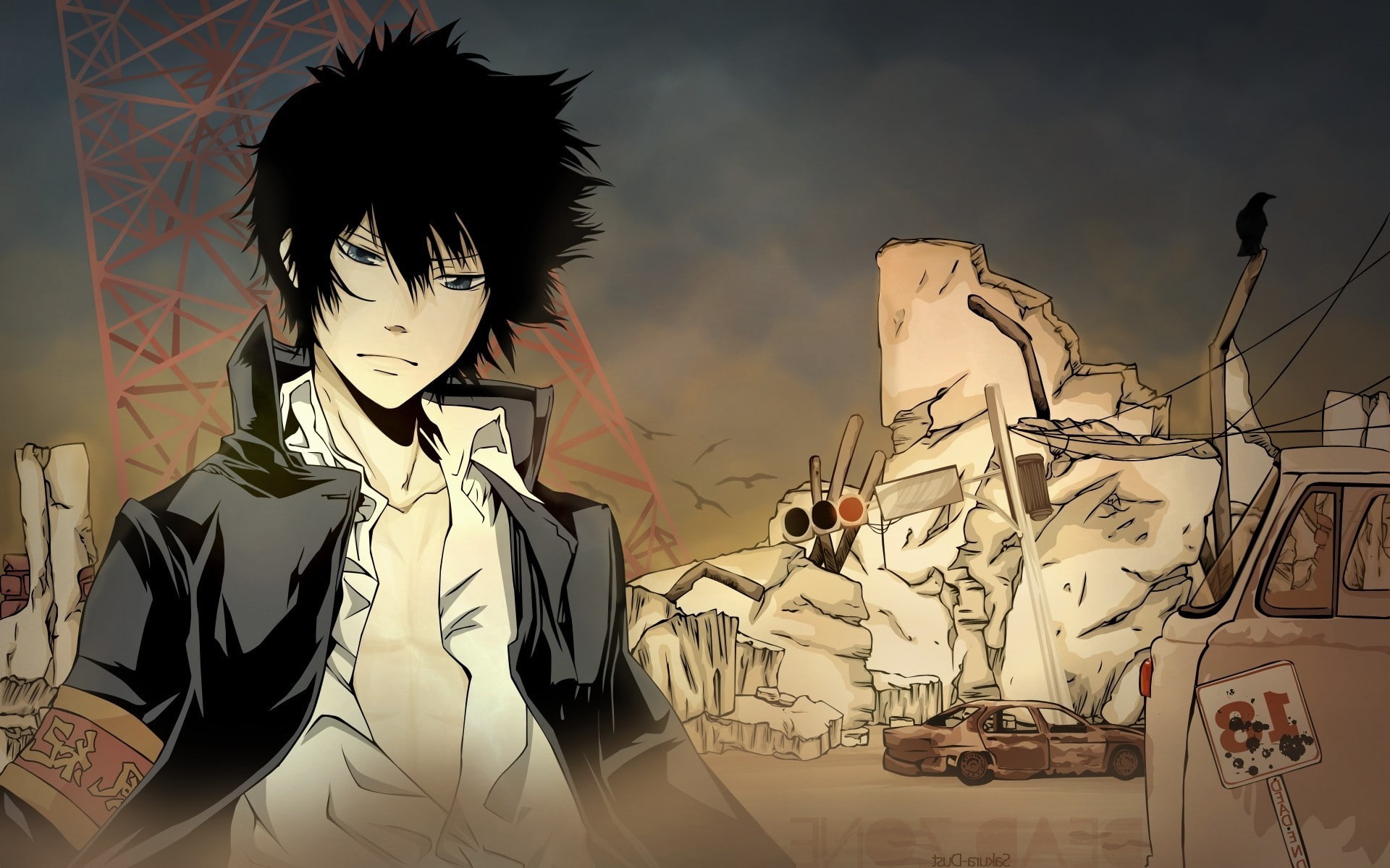 digital composite, human representation, art and craft, representation, standing, one person, real people, 1080P, craft, nature, anime katekyo hitman reborn hibari kyoya dark hair, HD Wallpaper