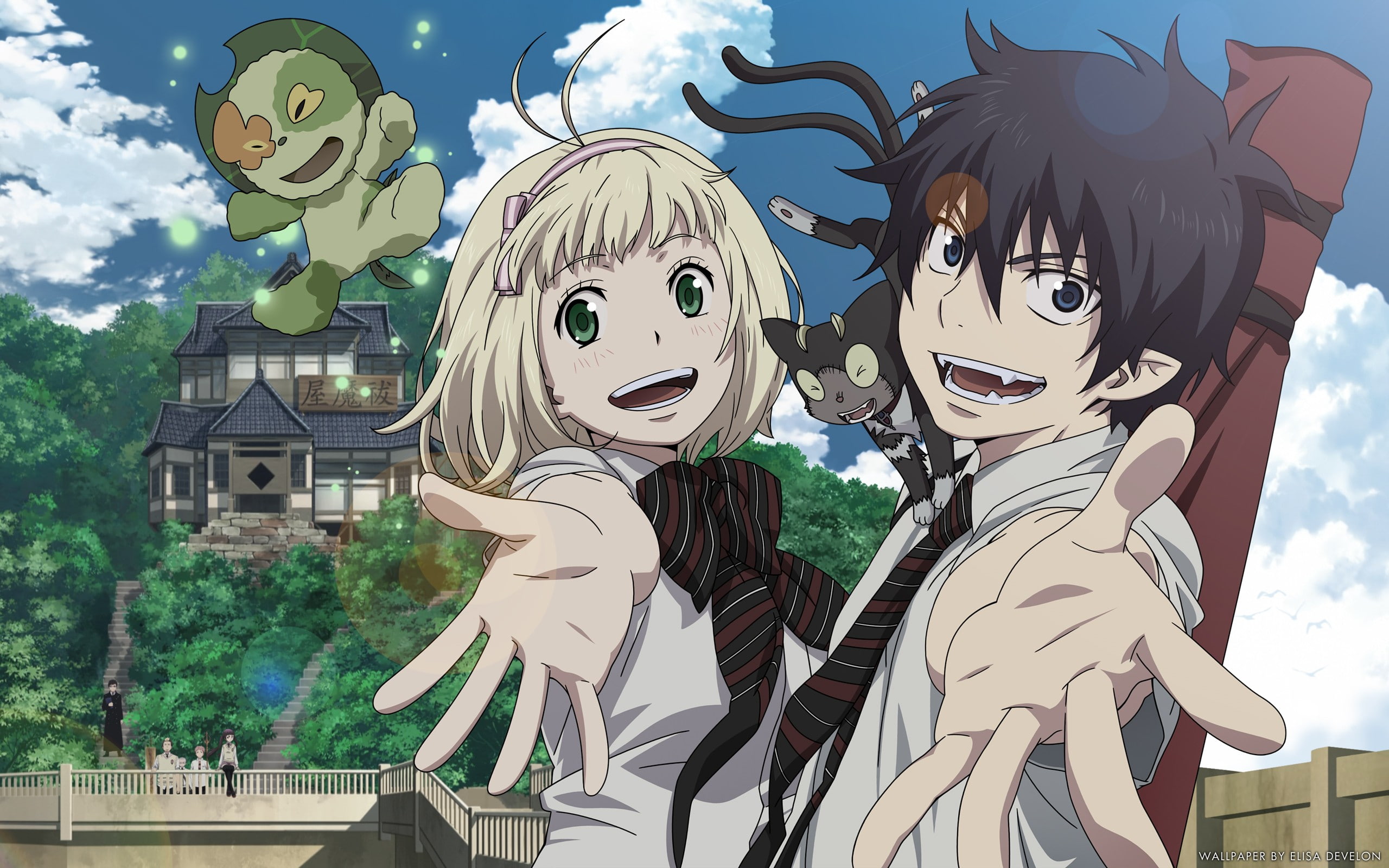 kamiki, anime, okumura, exorcist, rin, 2K, izumo, HD Wallpaper
