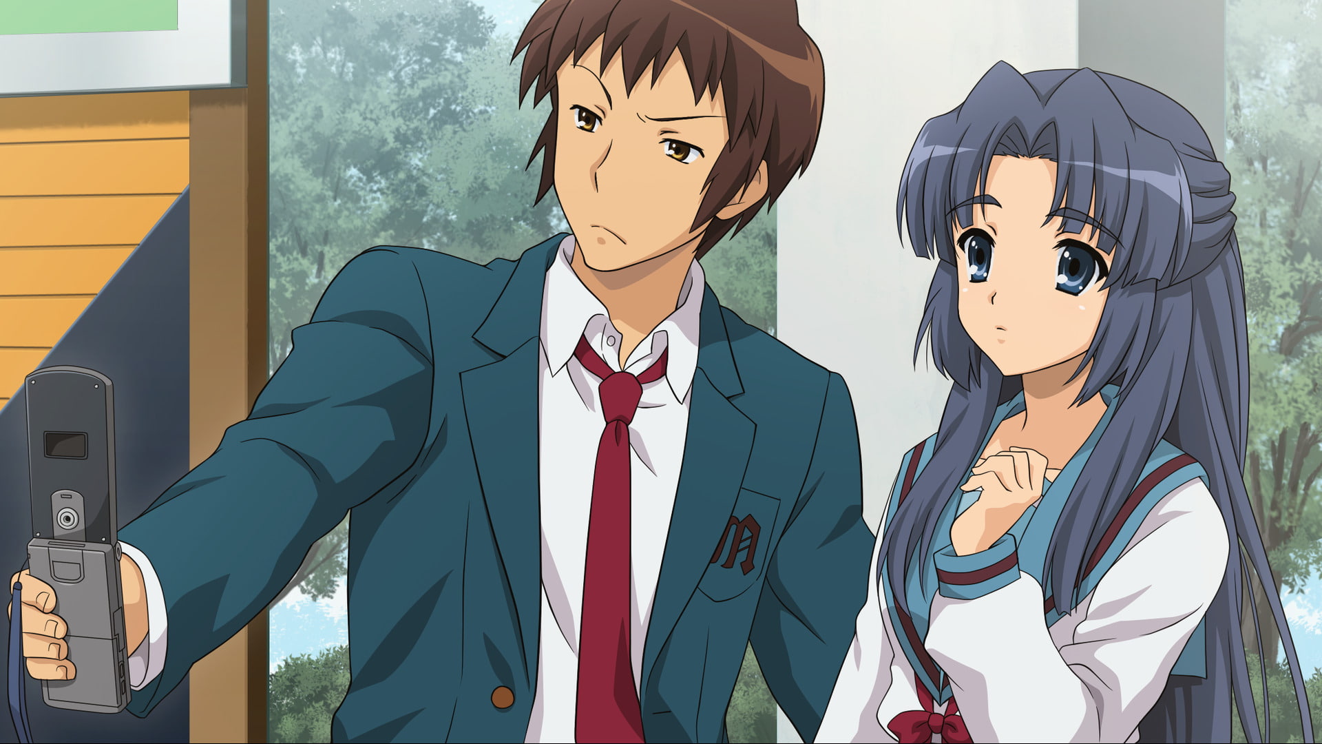 1080P, Anime, Ryōko Asakura, Suzumiya Haruhi no Yuuutsu, The Melancholy Of Haruhi Suzumiya, Kyon (Haruhi), HD Wallpaper