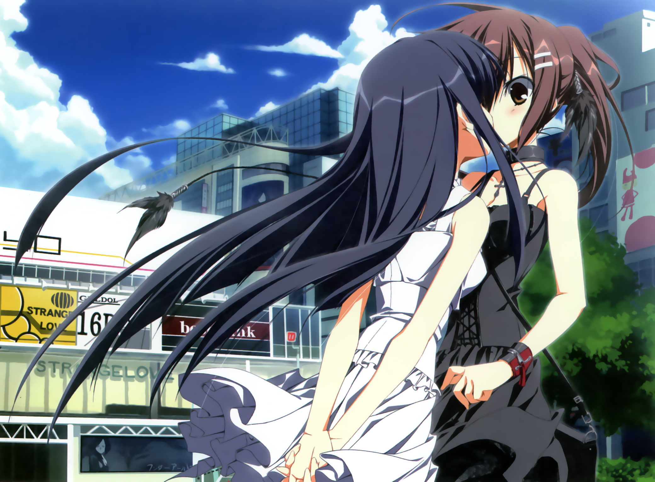 girls, yuri, kagome, hibi, kiss, subarashiki, seifuku, zakuro, 1080P, takashima, minakami, yuki, dress, HD Wallpaper