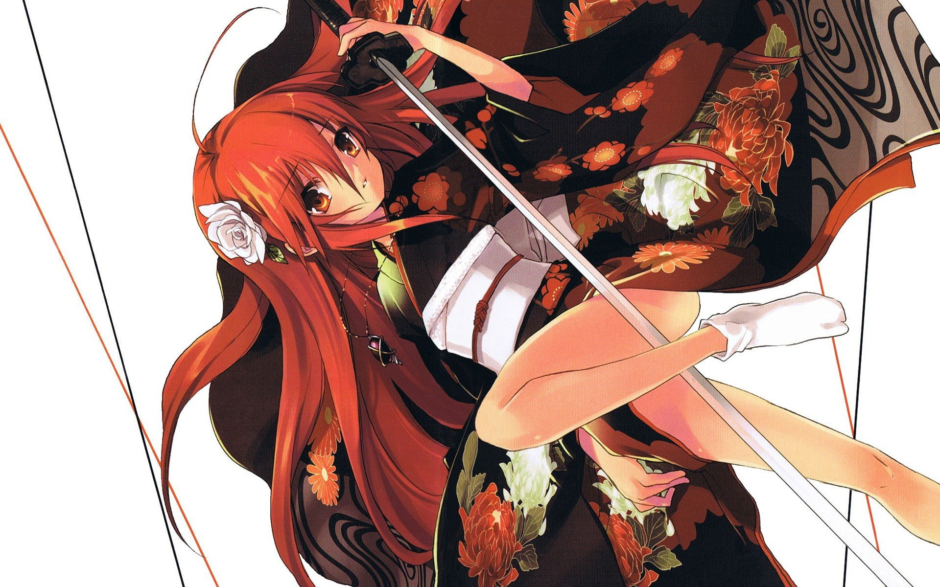 sword, traditional clothing, day, protection, orange color, low angle view, outdoors, nature, shakugan no shana anime girls shana alastor shakugan no shana, HD Wallpaper