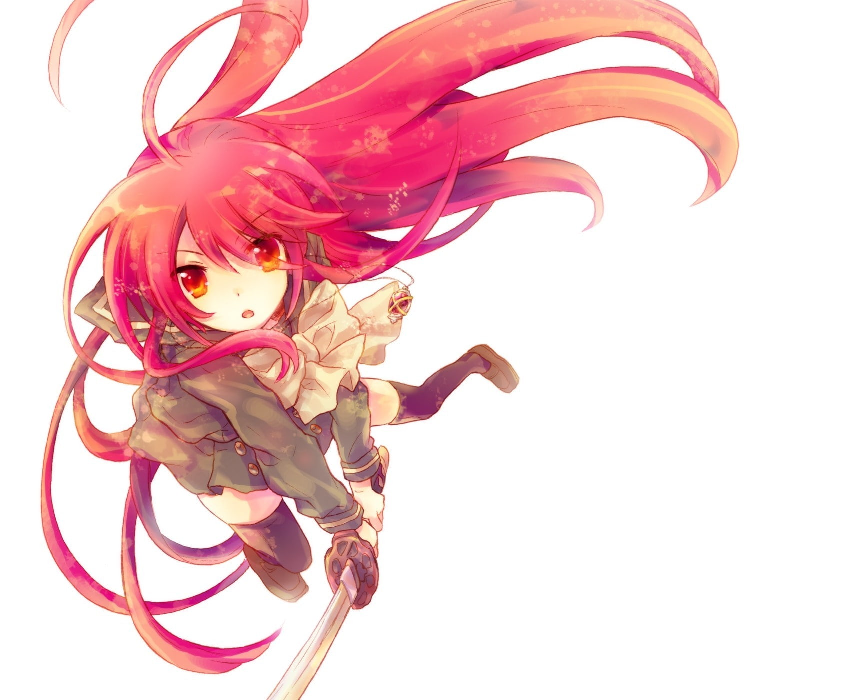 anime, Shakugan no Shana, Shana, sword, anime girls, 720P, long hair, simple background, HD Wallpaper