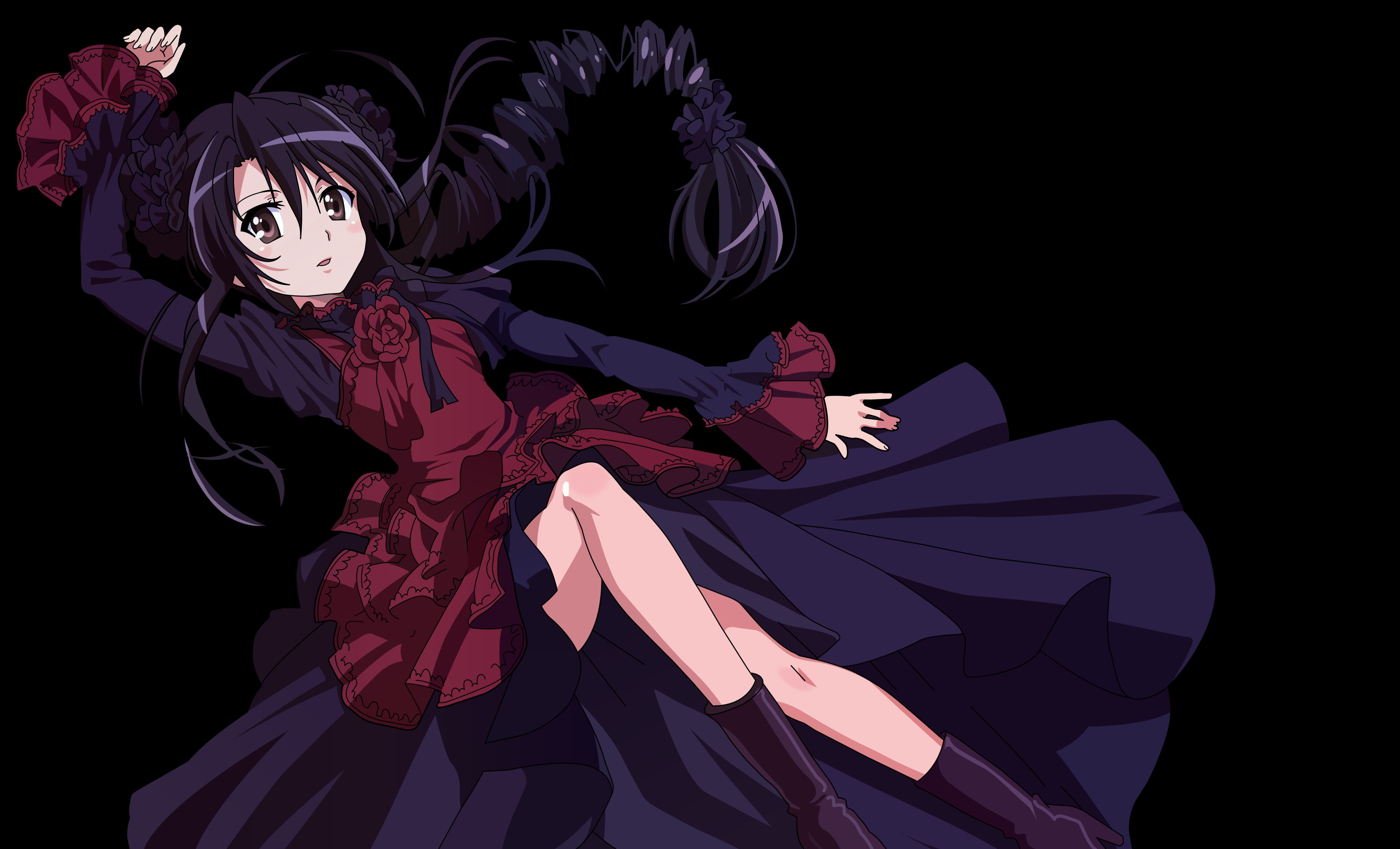 posture, girl, shakugan no shana, brunette, 4K, dress, HD Wallpaper