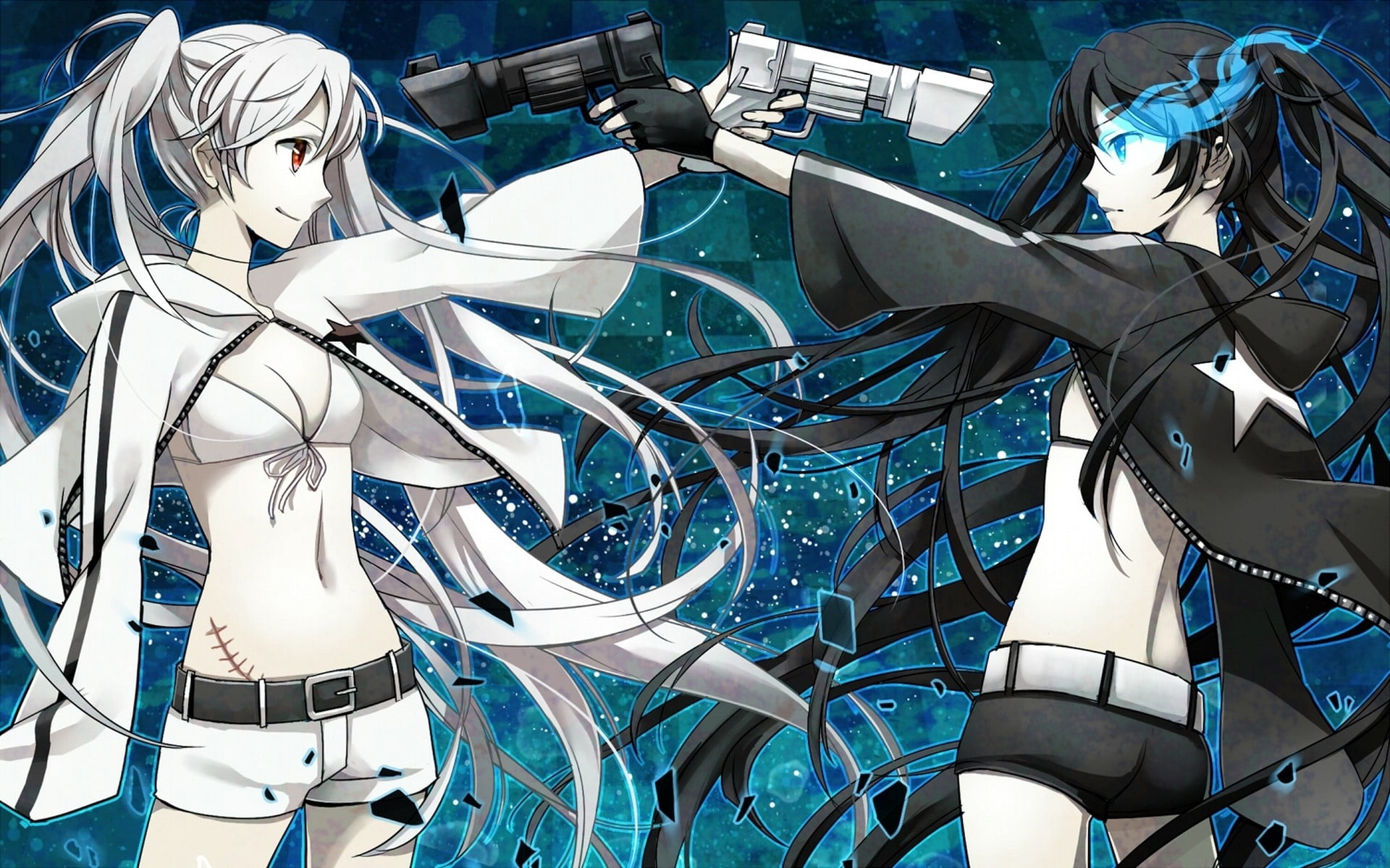 abundance, Black Rock Shooter, high angle view, tangled, 1080P, metal, full frame, day, backgrounds, anime, silver colored, still life, human representation, HD Wallpaper