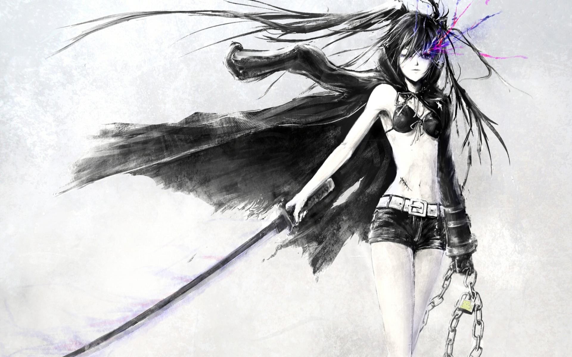 anime girls, 1080P, Black Rock Shooter, angel, HD Wallpaper