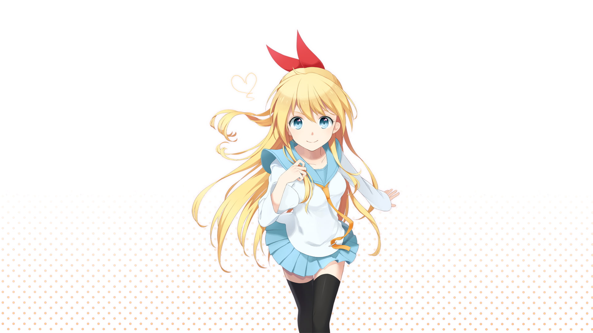Nisekoi, blue eyes, 1080P, school uniform, blonde, anime girls, long hair, ribbon, Kirisaki Chitoge, hair ornament, anime, HD Wallpaper