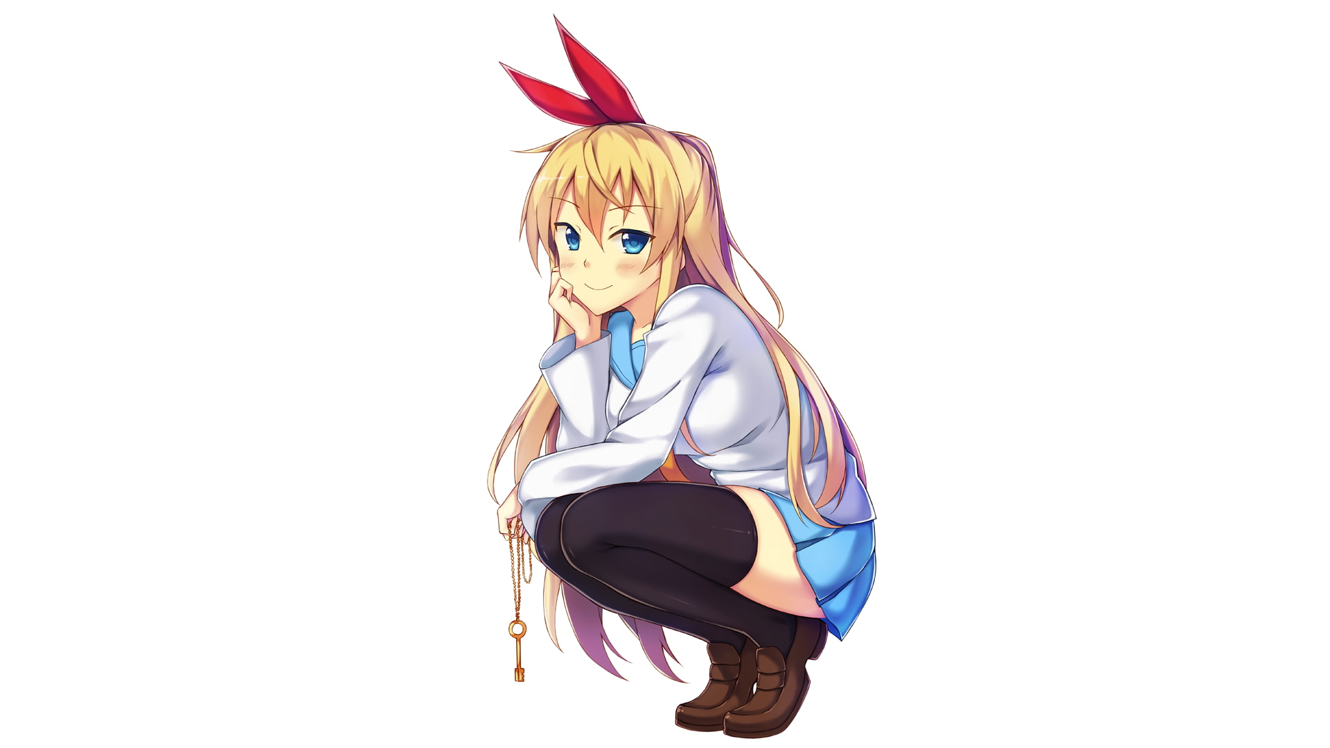 blonde, Nisekoi, 1080P, Kirisaki Chitoge, anime girls, anime, school uniform, blue eyes, HD Wallpaper