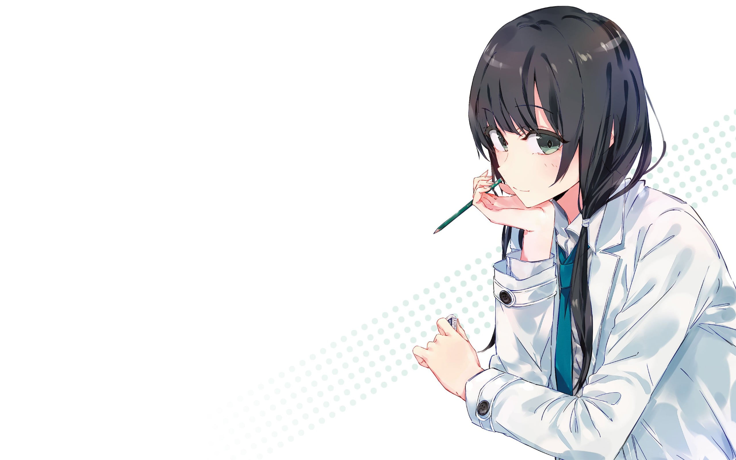 2K, character, indoors, lifestyles, women, child, headshot, listening, female, haired, females, real people, copy space, black, waist up, anime, HD Wallpaper