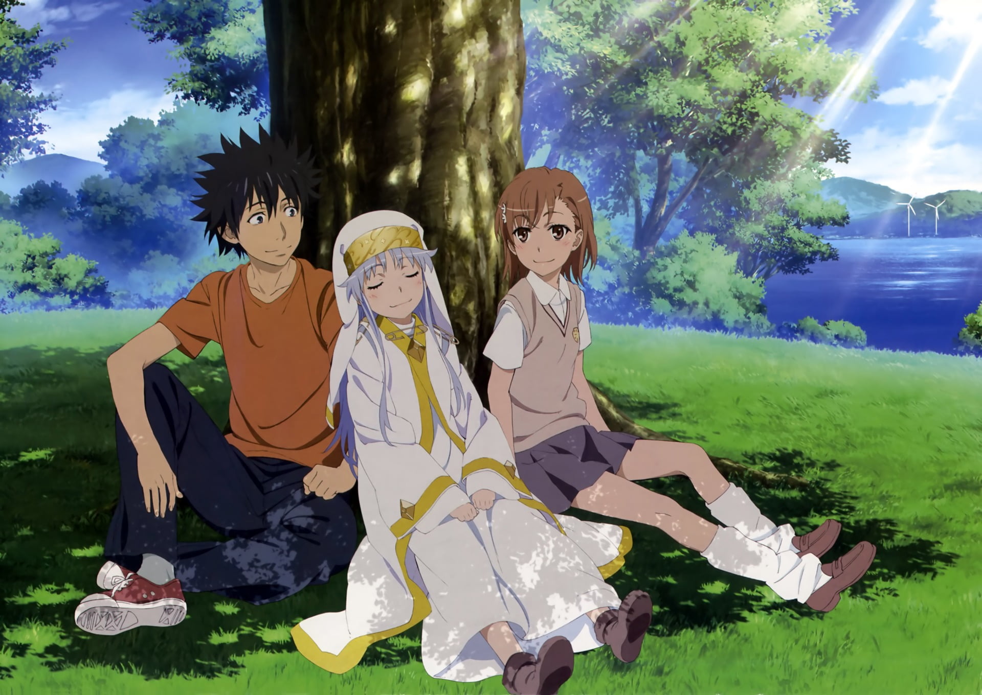 celebration, female likeness, outdoors, representation, plant, tree, nature, park - man made space, Kamijou Touma, sunlight, no people, field, Index Librorum Prohibitorum, HD Wallpaper