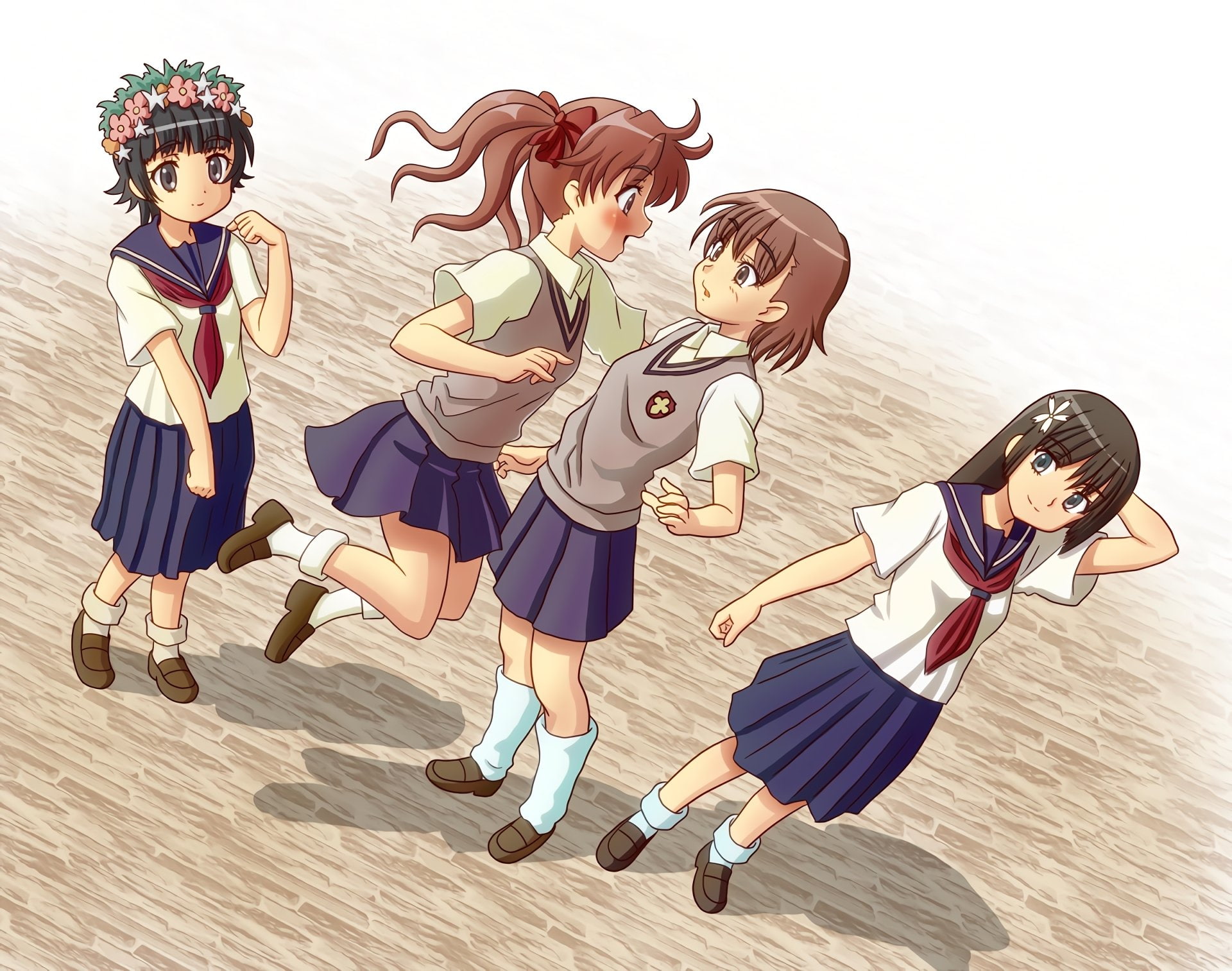 Kazari Uiharu, To Aru Kagaku No Railgun, Ruiko Saten, Mikoto Misaka, Kuroko Shirai, 1080P, Anime, HD Wallpaper